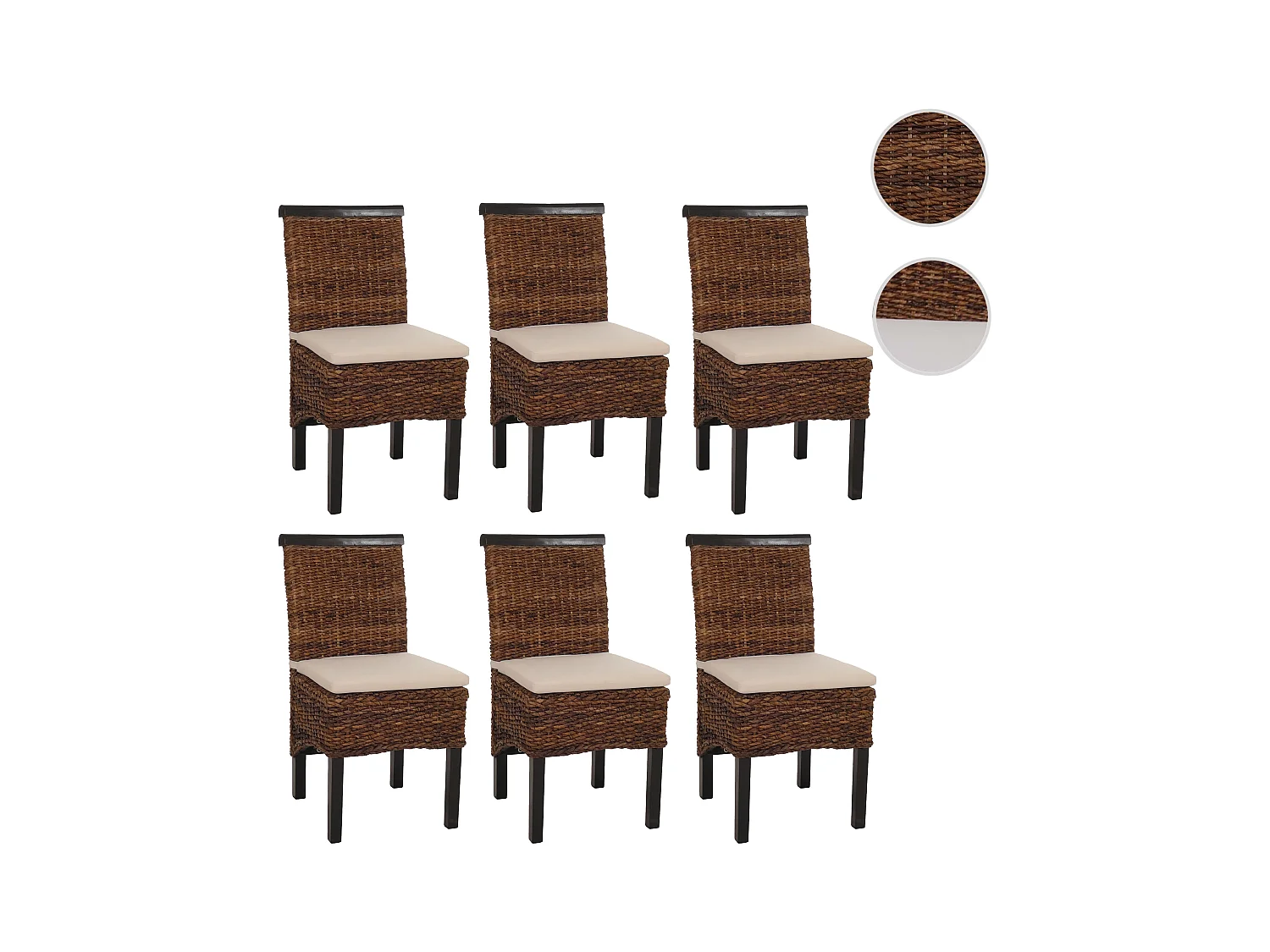 Krzesło do jadalni Acireale (zestaw 6 sztuk),  ciemny, z poduszką