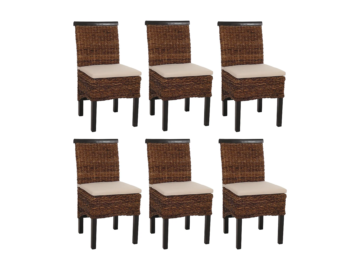 Chaise de salle à manger Acireale (lot de 6),  pieds foncés, avec coussin