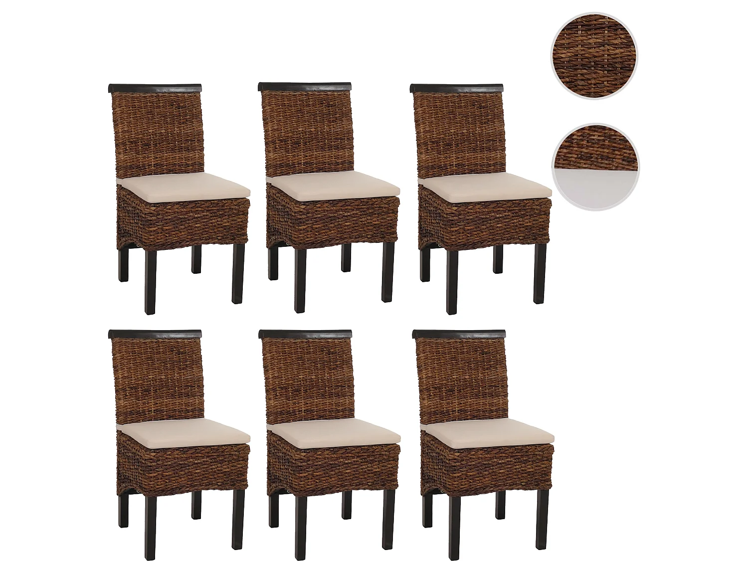 Krzesło do jadalni Acireale (zestaw 6 sztuk),  ciemny, z poduszką