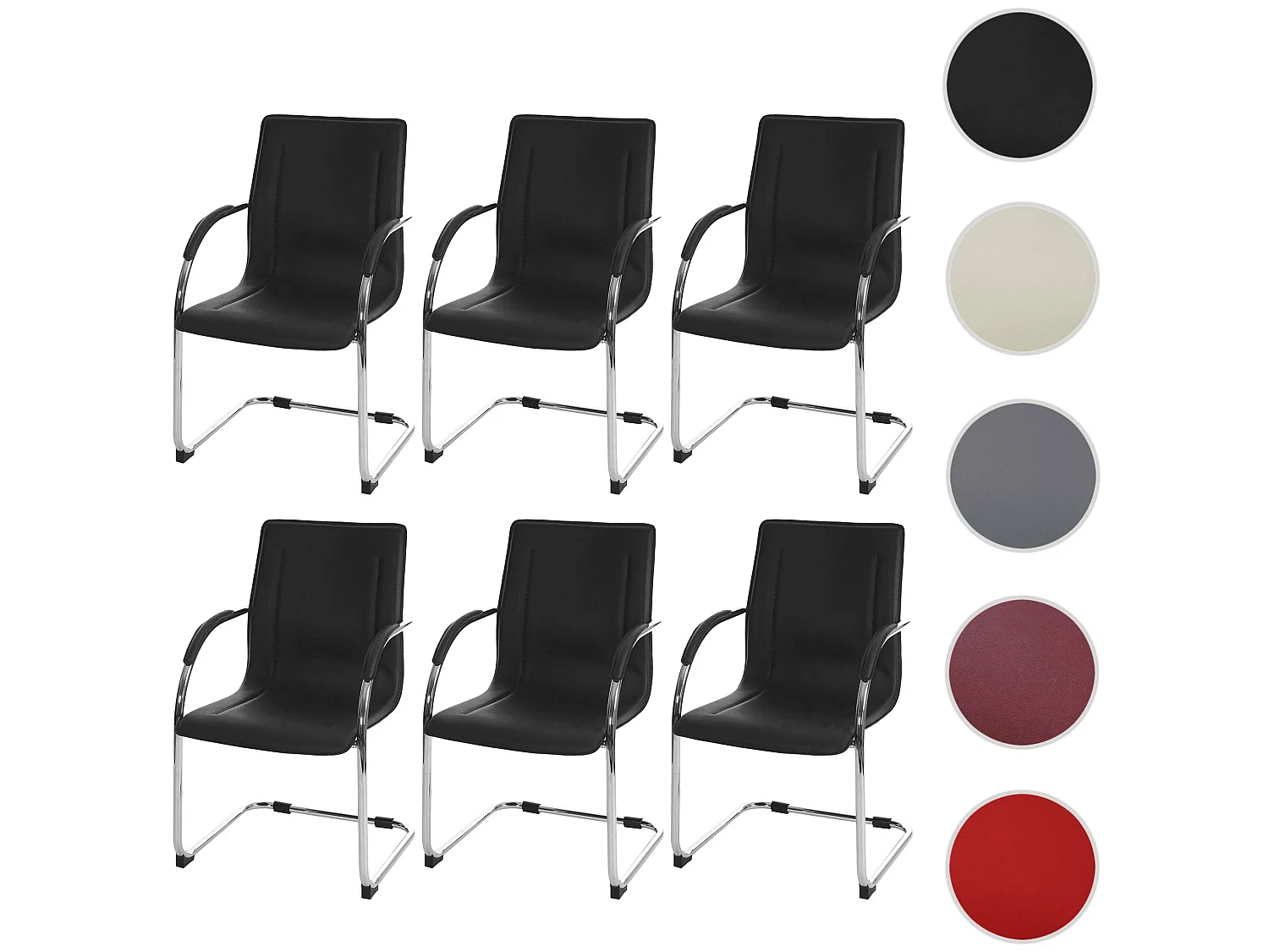 Eetkamerstoel Perm (set van 6),  zwart