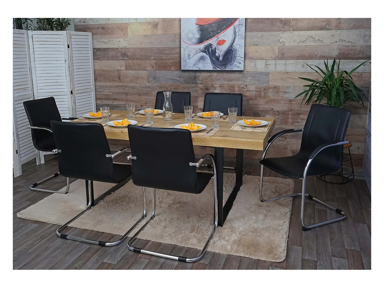 Eetkamerstoel Perm (set van 6),  zwart