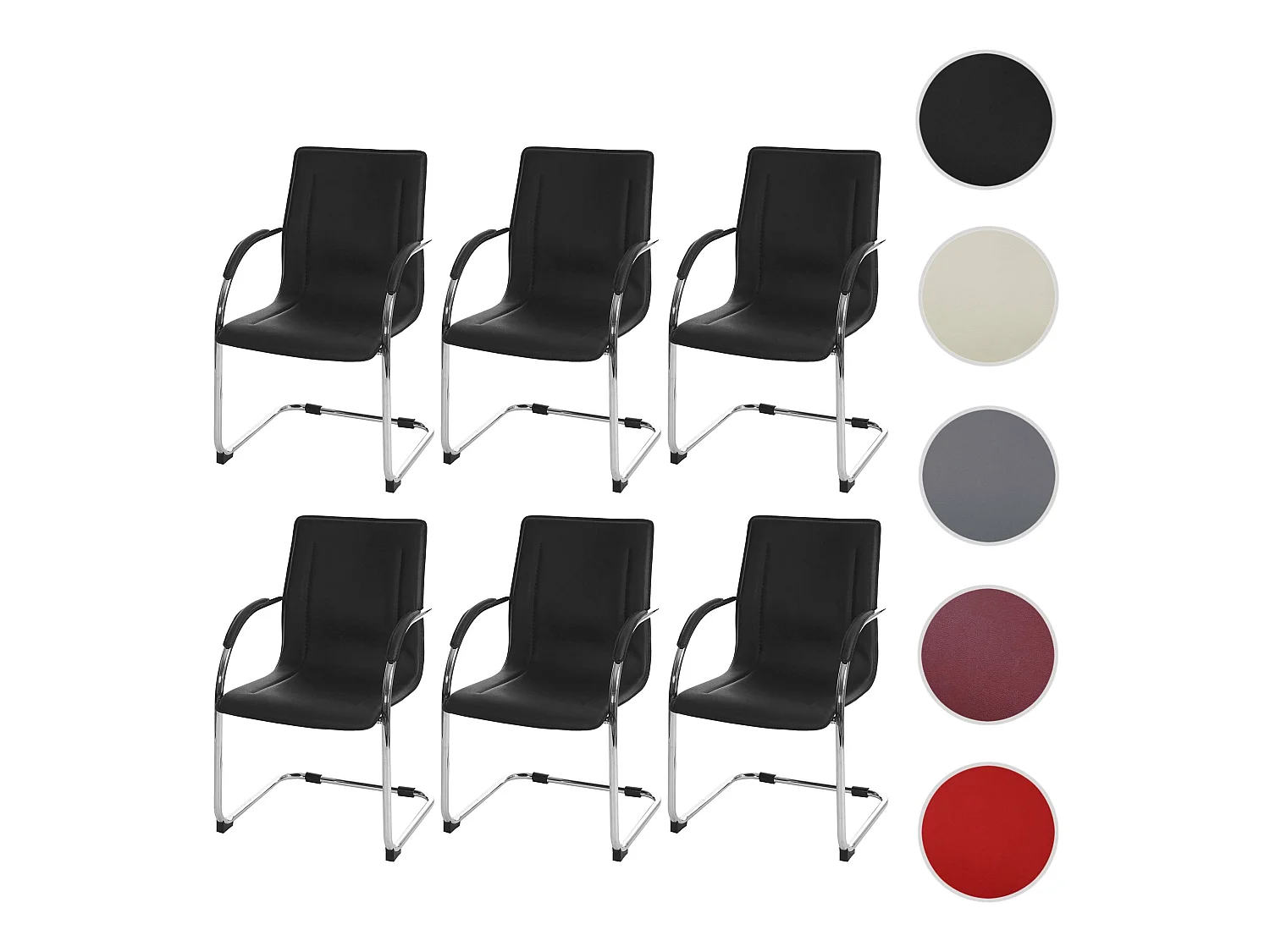 Eetkamerstoel Perm (set van 6),  zwart