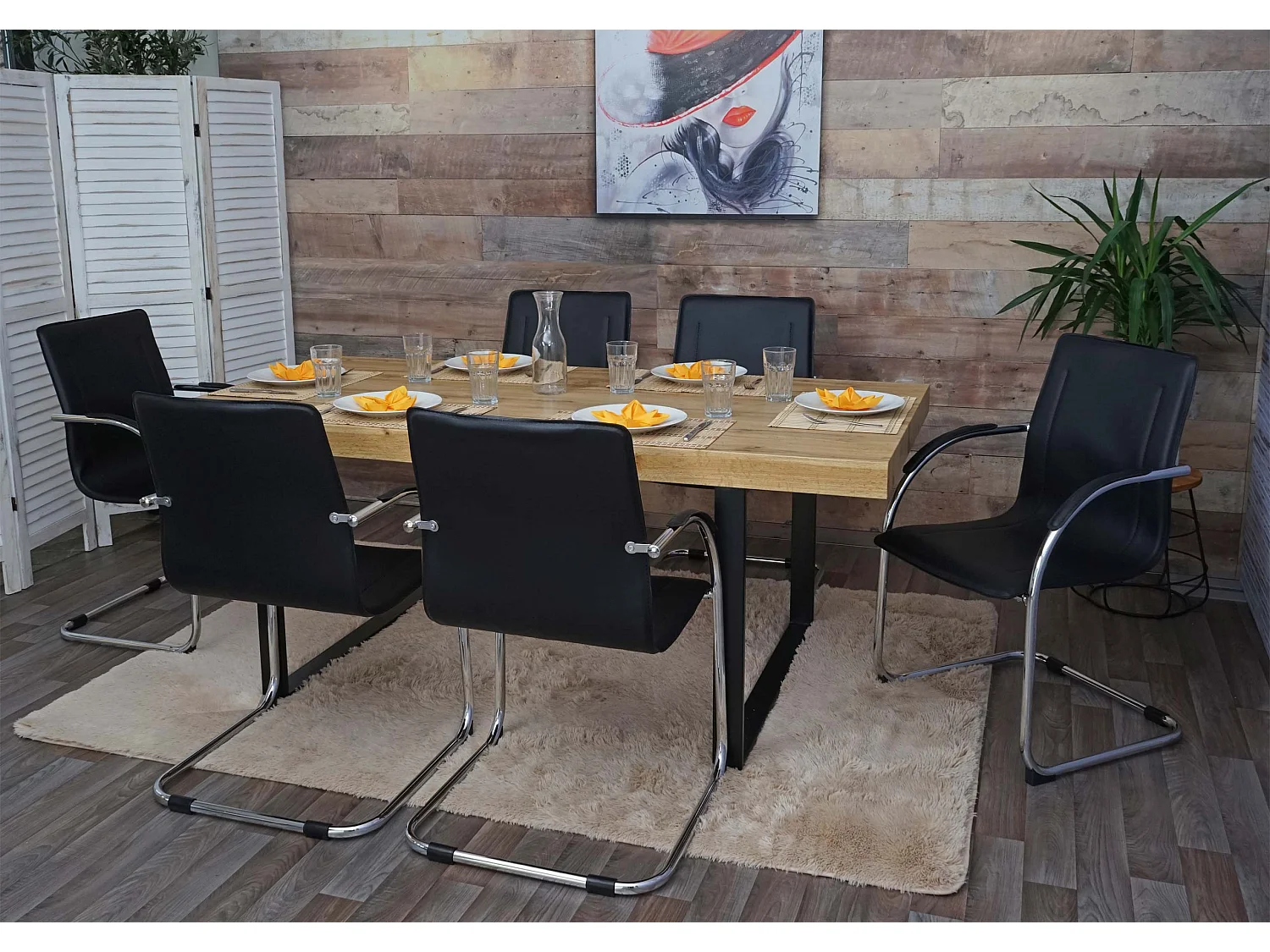 Eetkamerstoel Perm (set van 6),  zwart