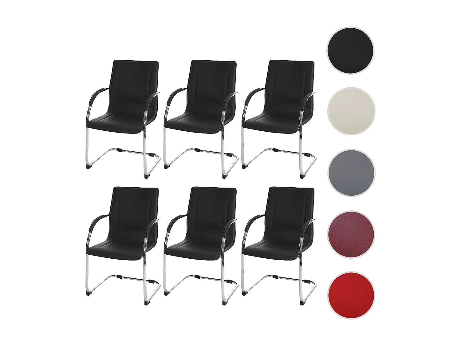 Eetkamerstoel Perm (set van 6),  zwart