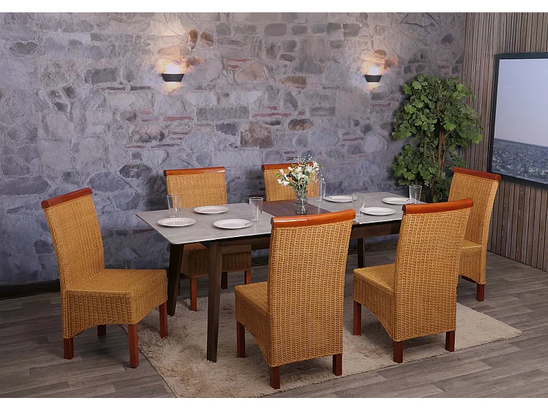 Set 6x sedie rattan vimini eleganti soggiorno sala pranzo M42 97x46x50cm senza cuscini