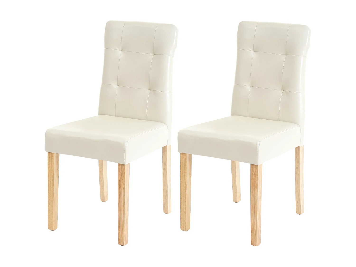 Eetkamerstoel MCW-E58 (set van 2),  kunstleer crème, lichtgekleurde poten