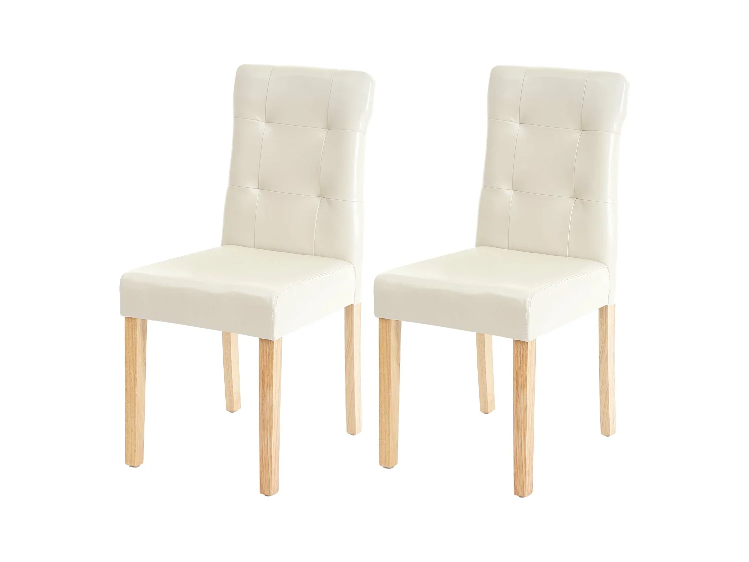 Chaise de salle à manger MCW-E58 (lot de 2),  similicuir crème, pieds clairs