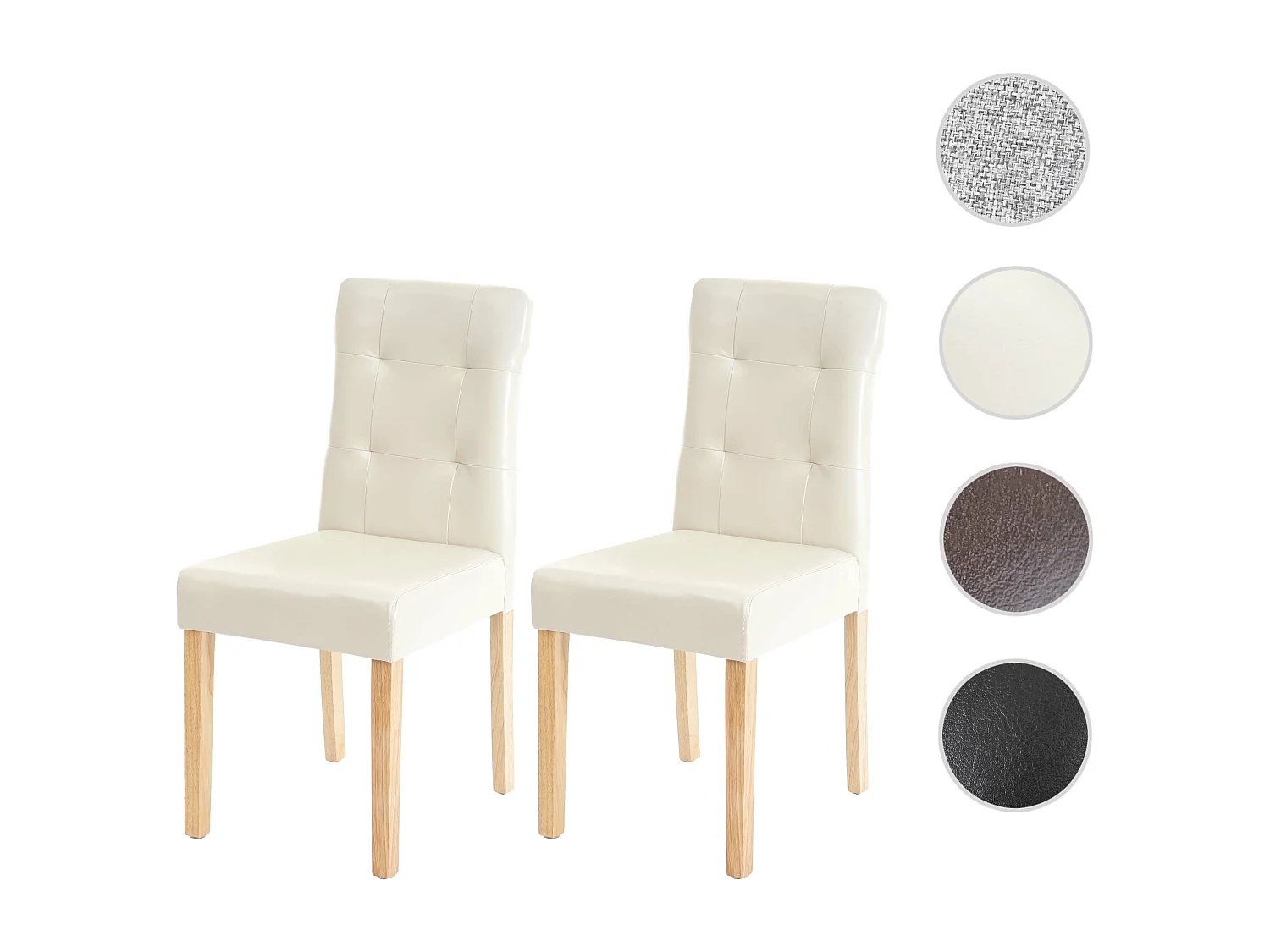 Chaise de salle à manger MCW-E58 (lot de 2),  similicuir crème, pieds clairs