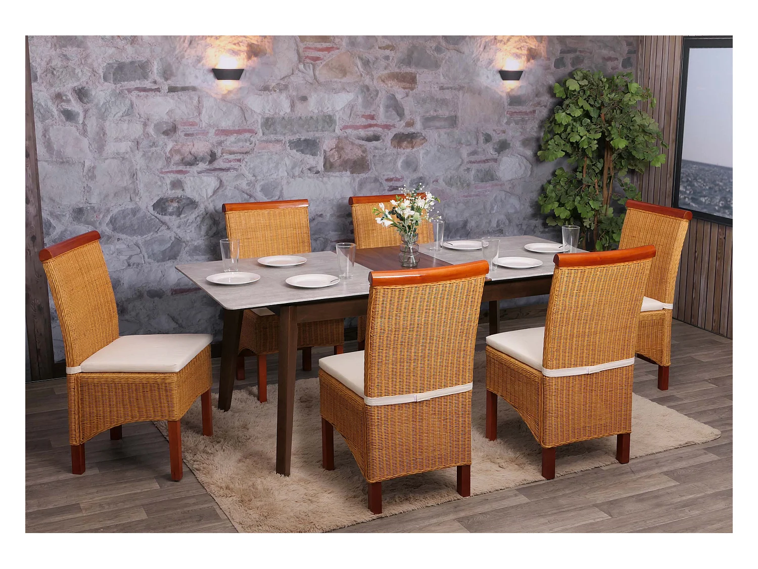 Chaise de salle à manger Var (lot de 6),  avec coussins