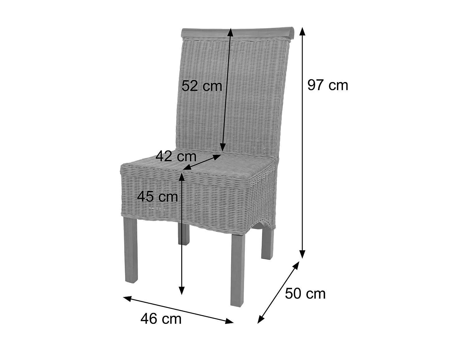 Set 6x sedie rattan vimini eleganti soggiorno sala pranzo M42 97x46x50cm ~ con cuscini