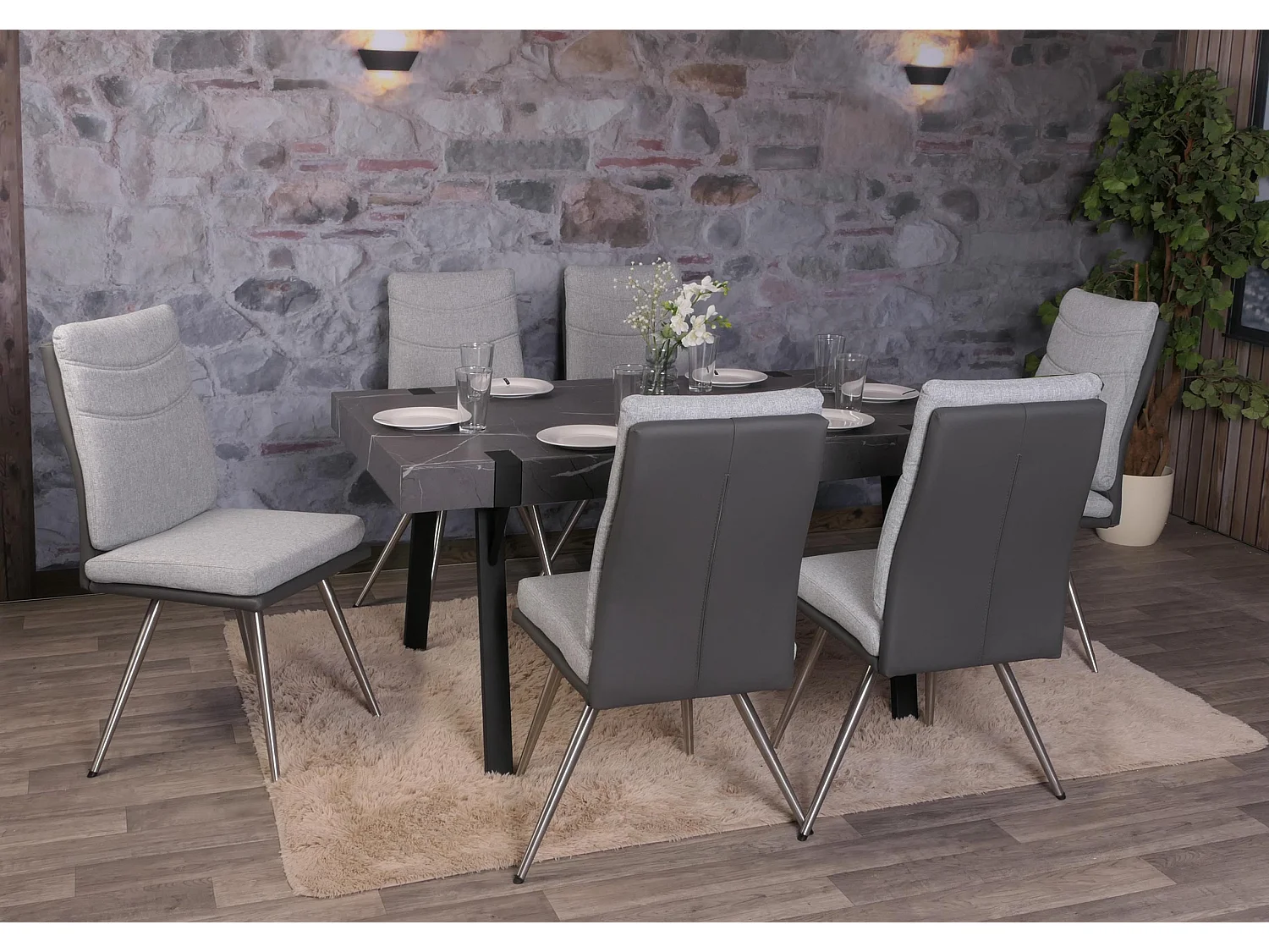 Chaise de salle à manger MCW-G54 (lot de 6),  gris