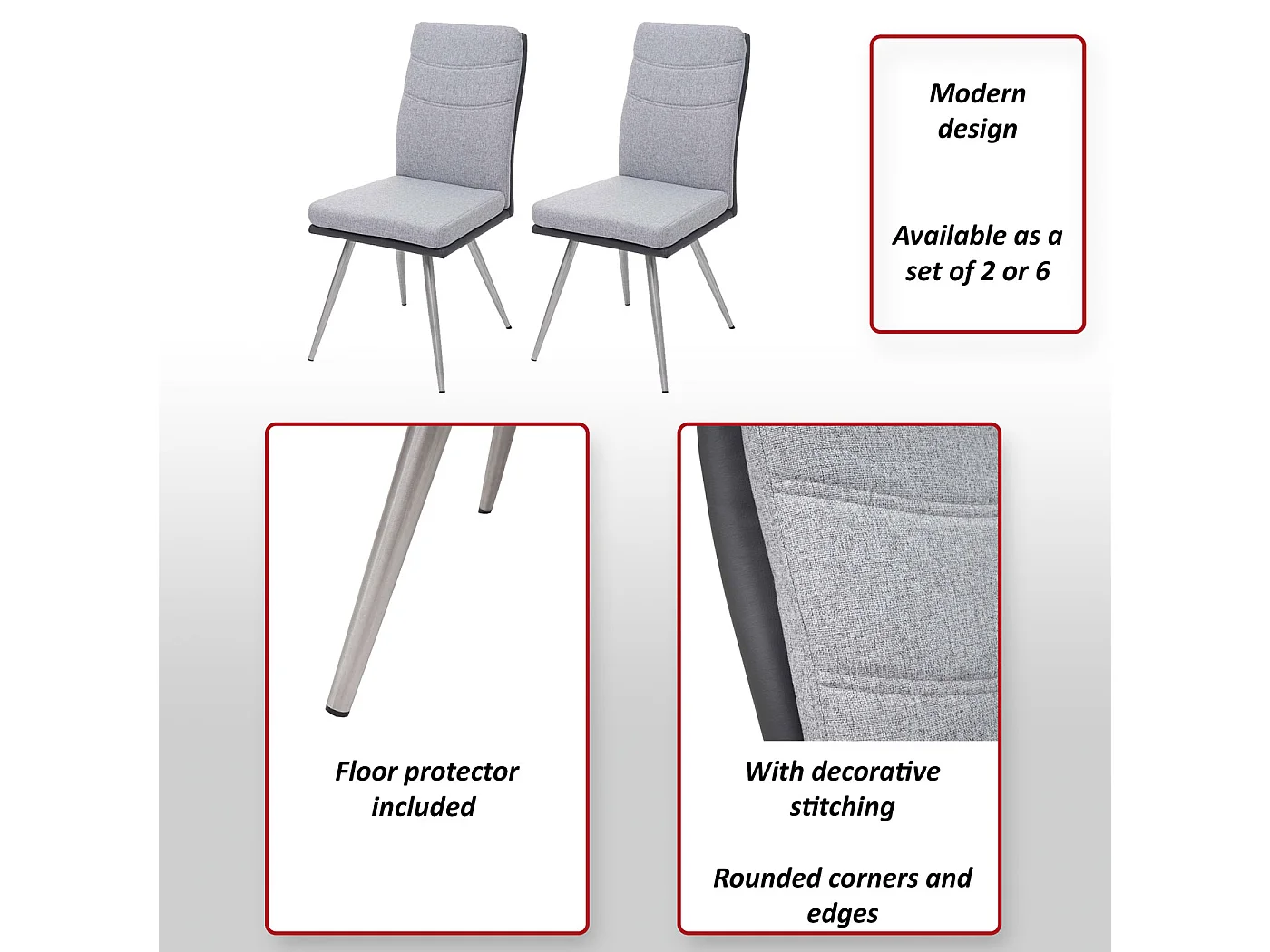 Chaise de salle à manger MCW-G54 (lot de 6),  gris