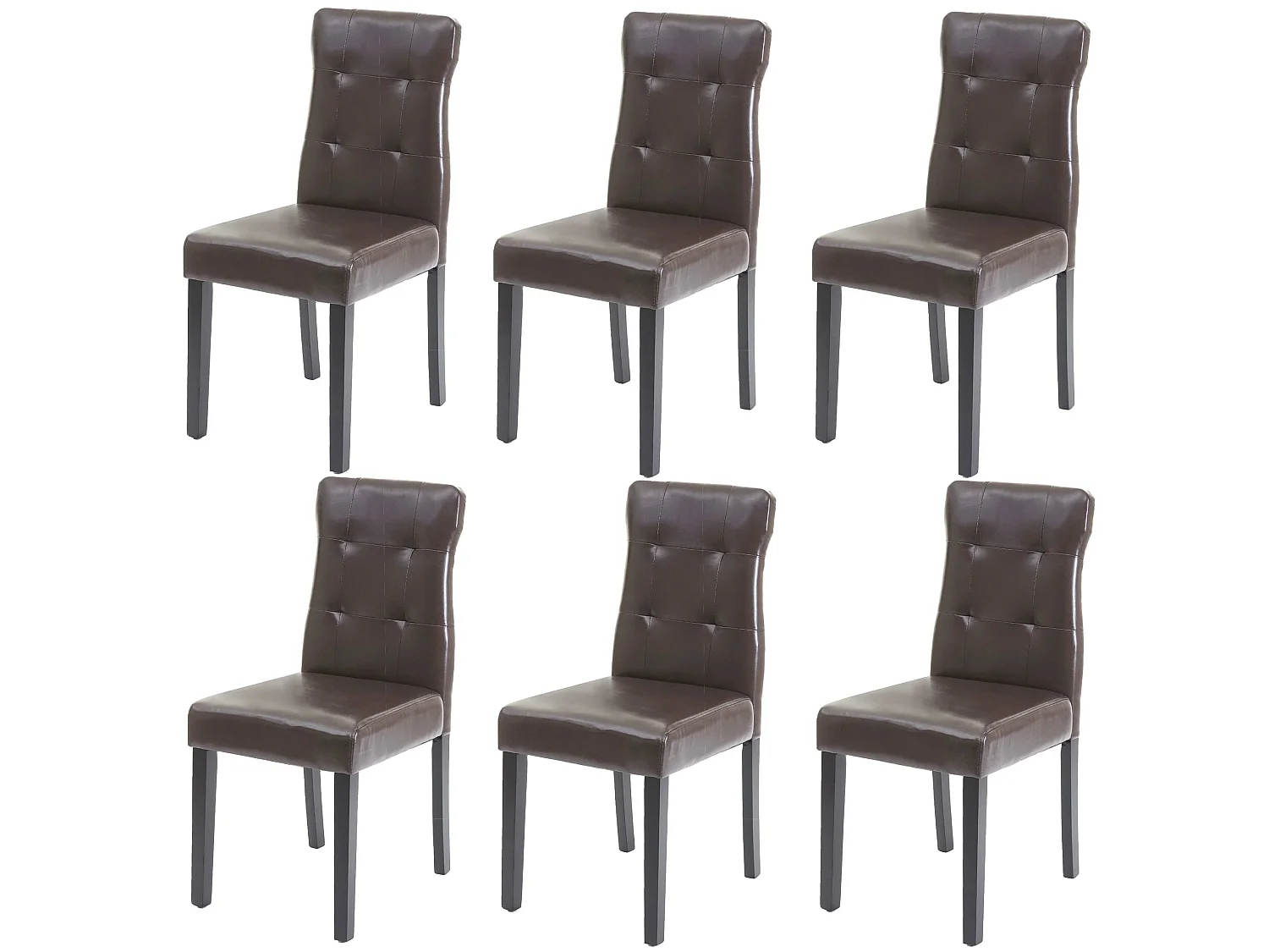 Chaise de salle à manger MCW-E58 (lot de 6),  similicuir marron, pieds foncés