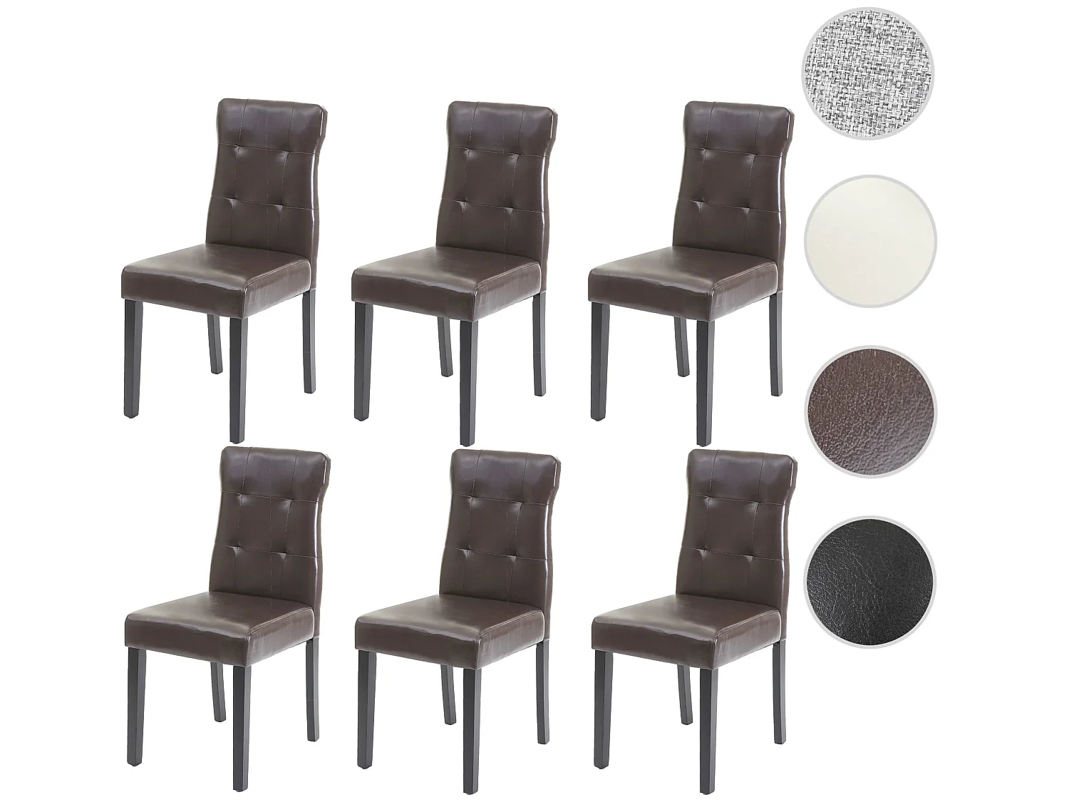 Chaise de salle à manger MCW-E58 (lot de 6),  similicuir marron, pieds foncés