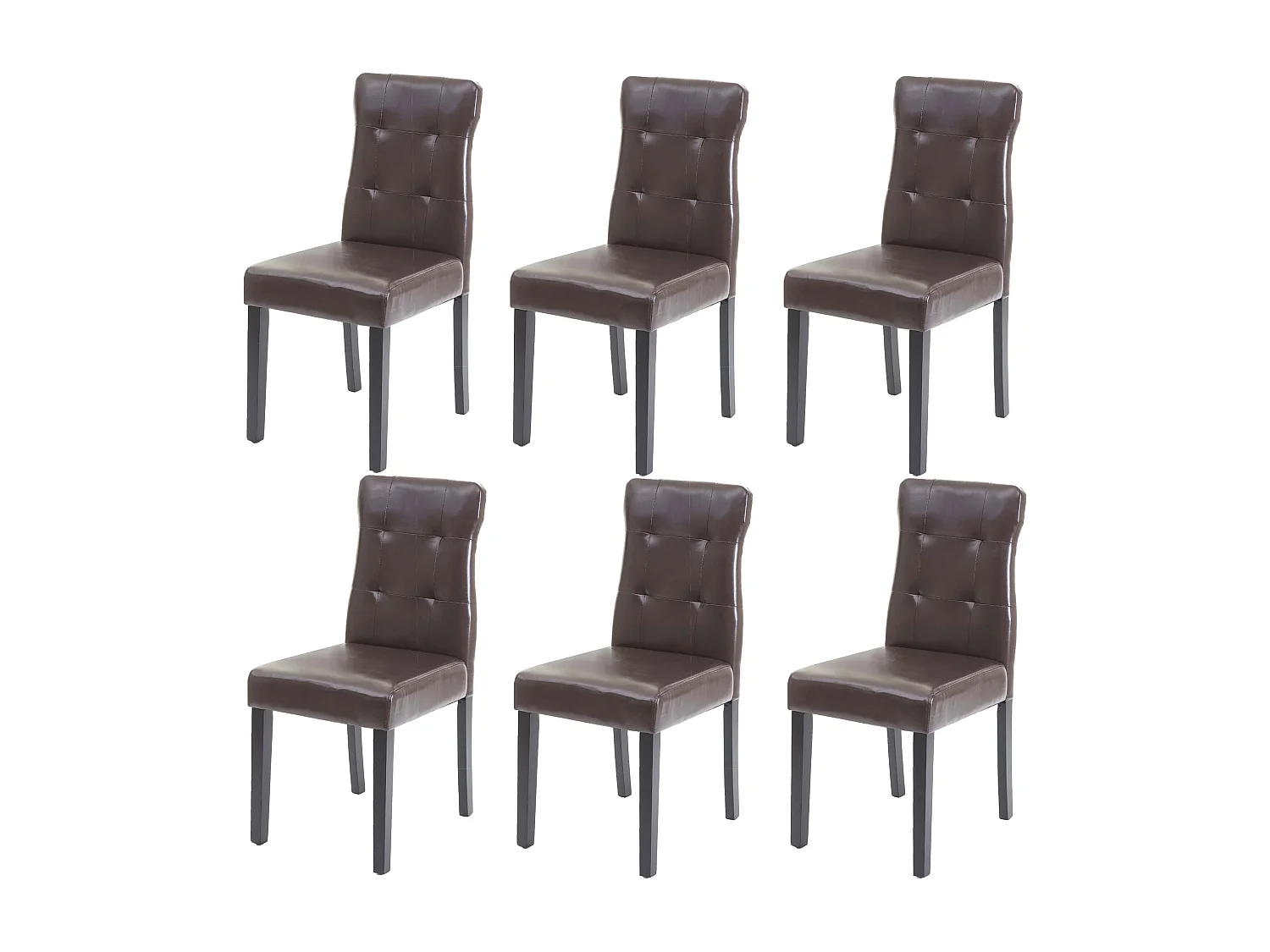 Krzesło do jadalni MCW-E58 (zestaw 6 sztuk),  imitacja skóry brązowy, ciemne nogi