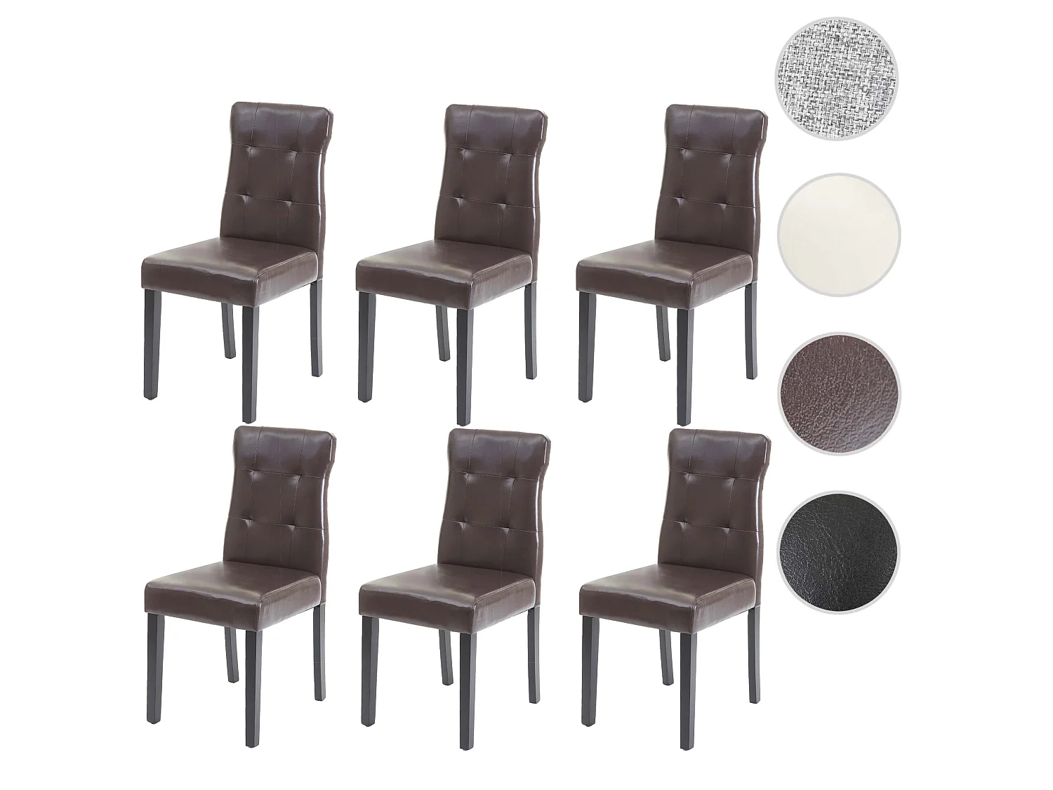 Krzesło do jadalni MCW-E58 (zestaw 6 sztuk),  imitacja skóry brązowy, ciemne nogi