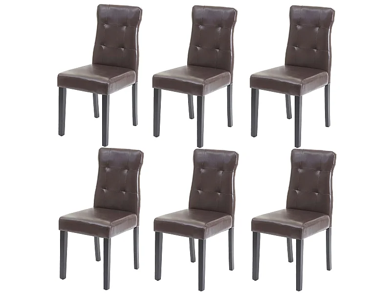 Chaise de salle à manger MCW-E58 (lot de 6),  similicuir marron, pieds foncés