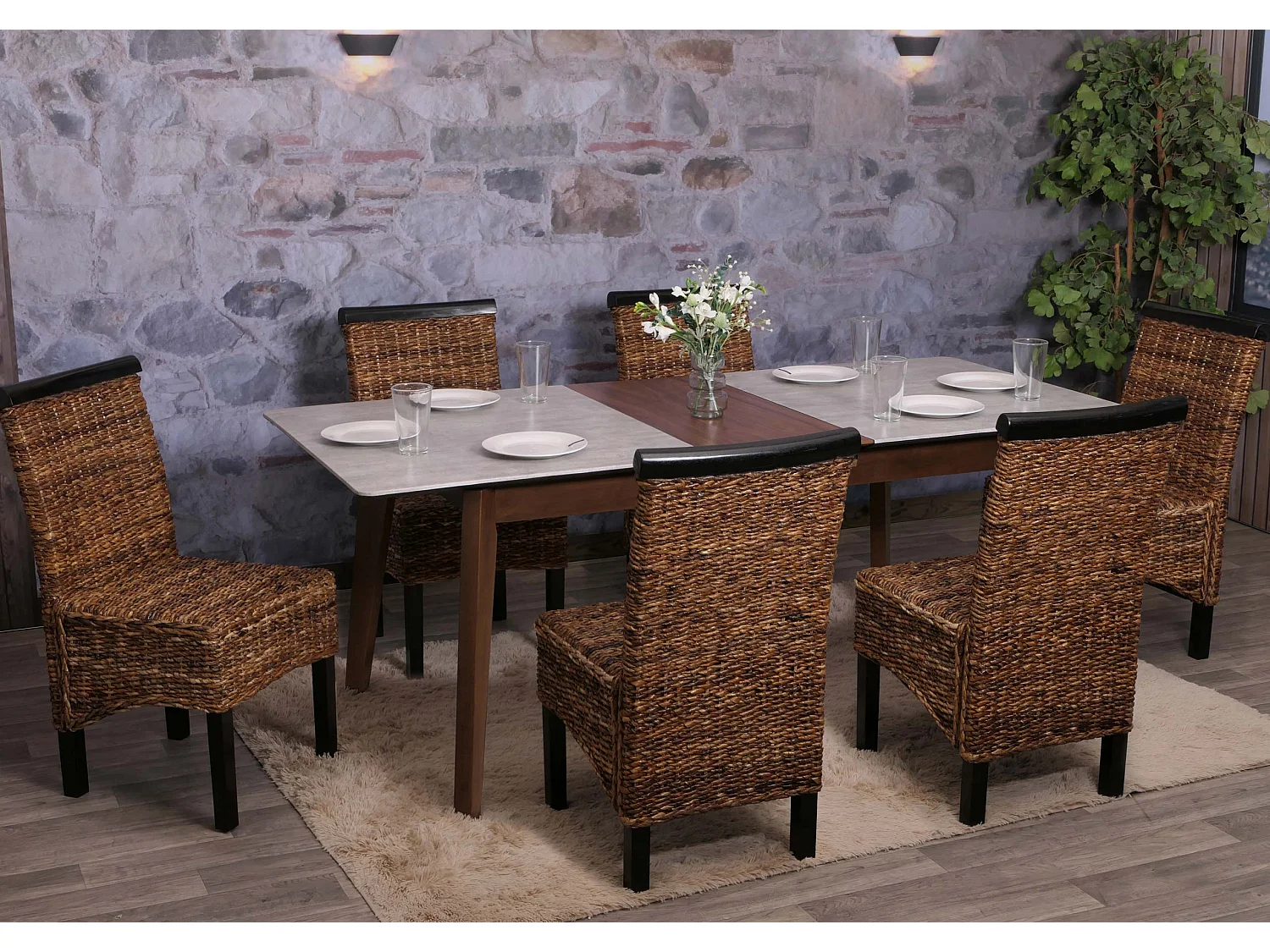 Chaise de salle à manger Acireale (lot de 6),  pieds foncés, sans coussin