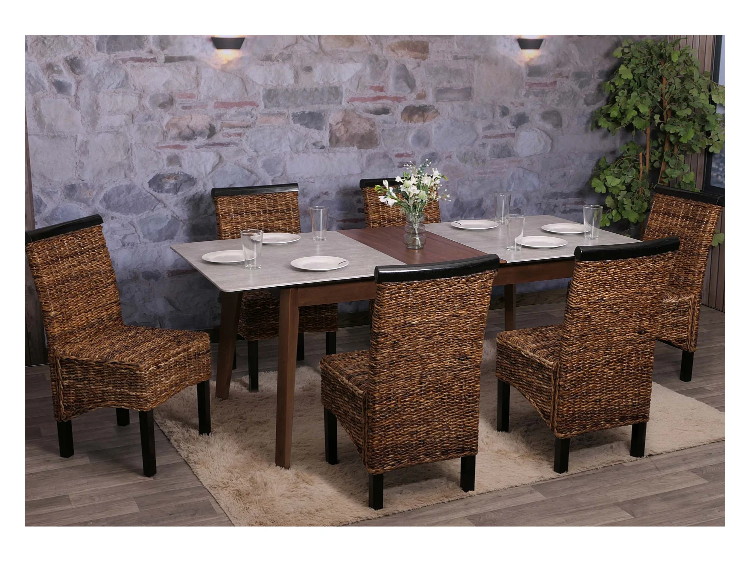 Chaise de salle à manger Acireale (lot de 6),  pieds foncés, sans coussin