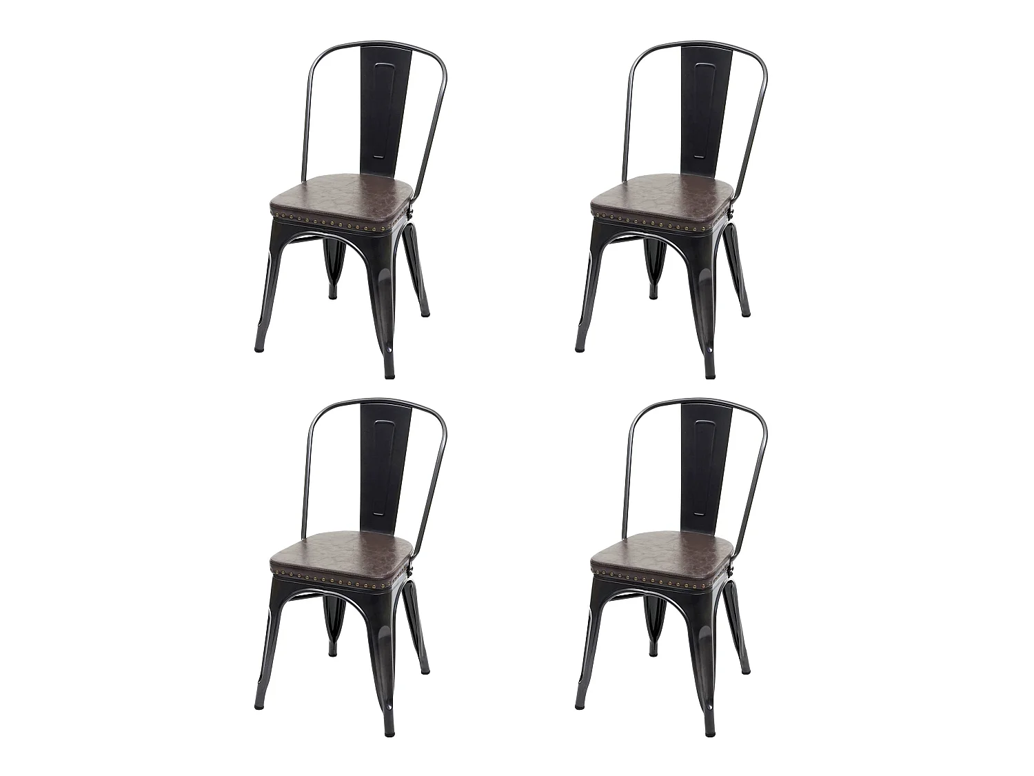 Chaise de salle à manger MCW-H10e (lot de 4),  noir-marron