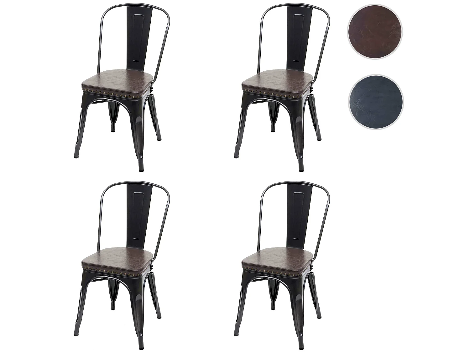 Chaise de salle à manger MCW-H10e (lot de 4),  noir-marron