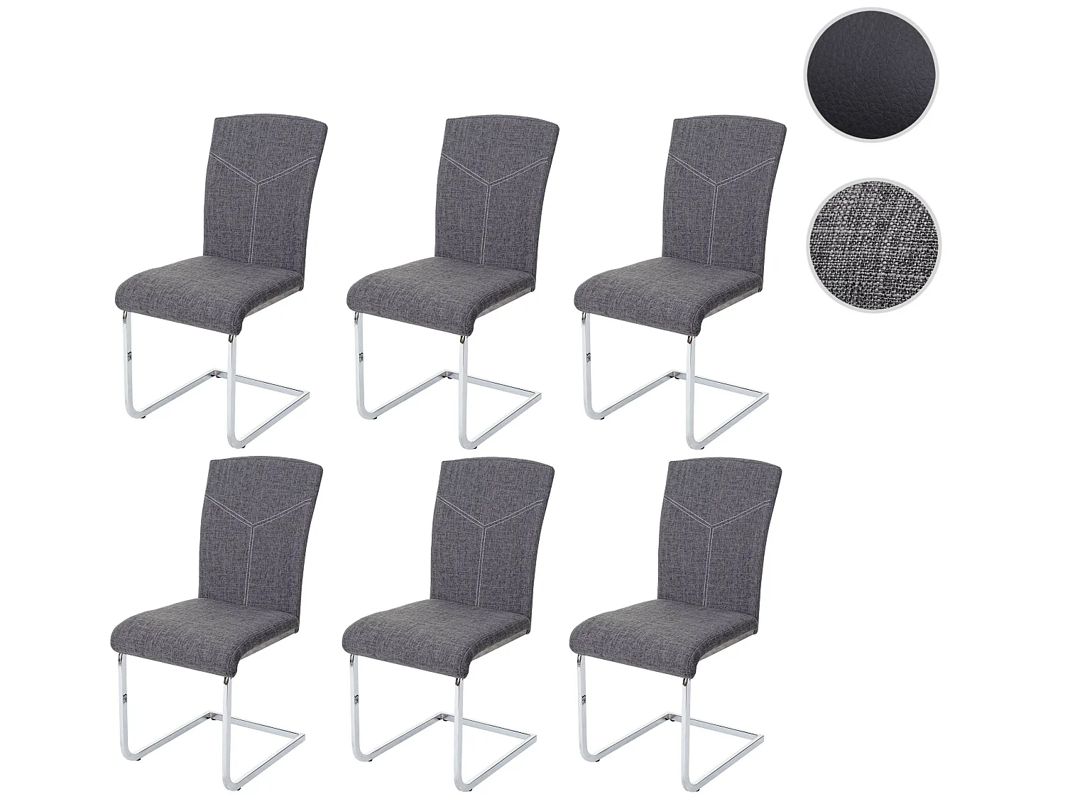 Chaise de salle à manger MCW-F36 (lot de 6),  tissu/textile, gris