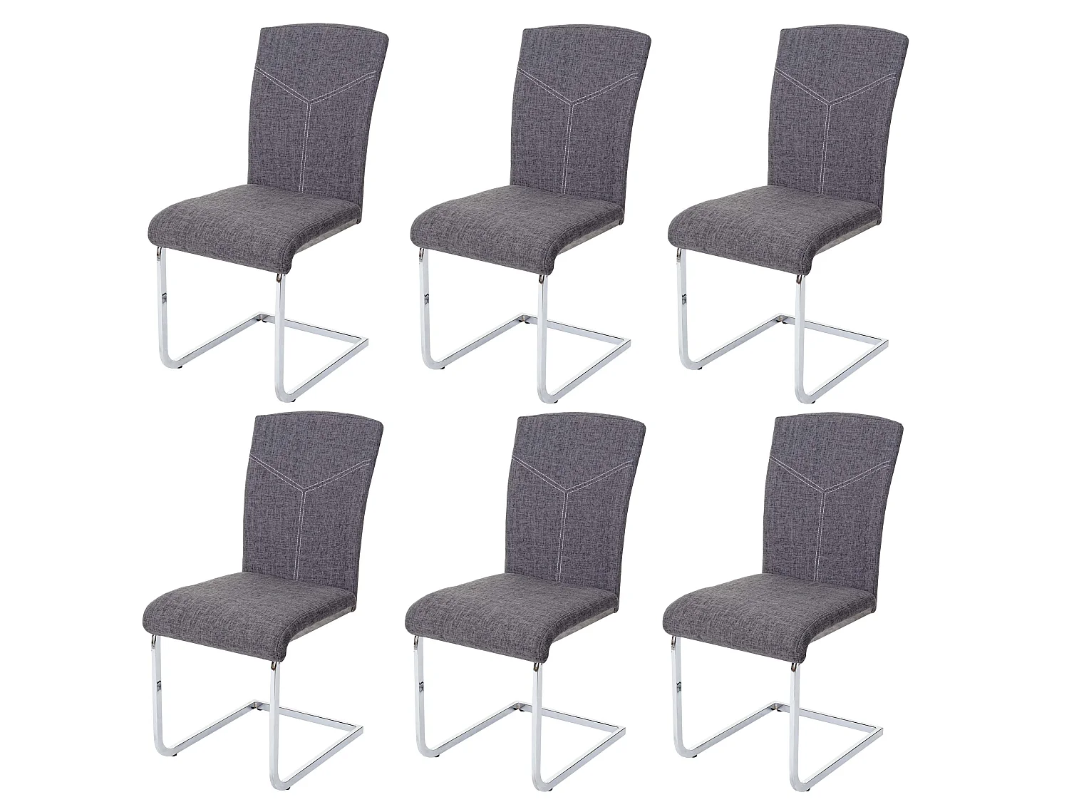 Chaise de salle à manger MCW-F36 (lot de 6),  tissu/textile, gris