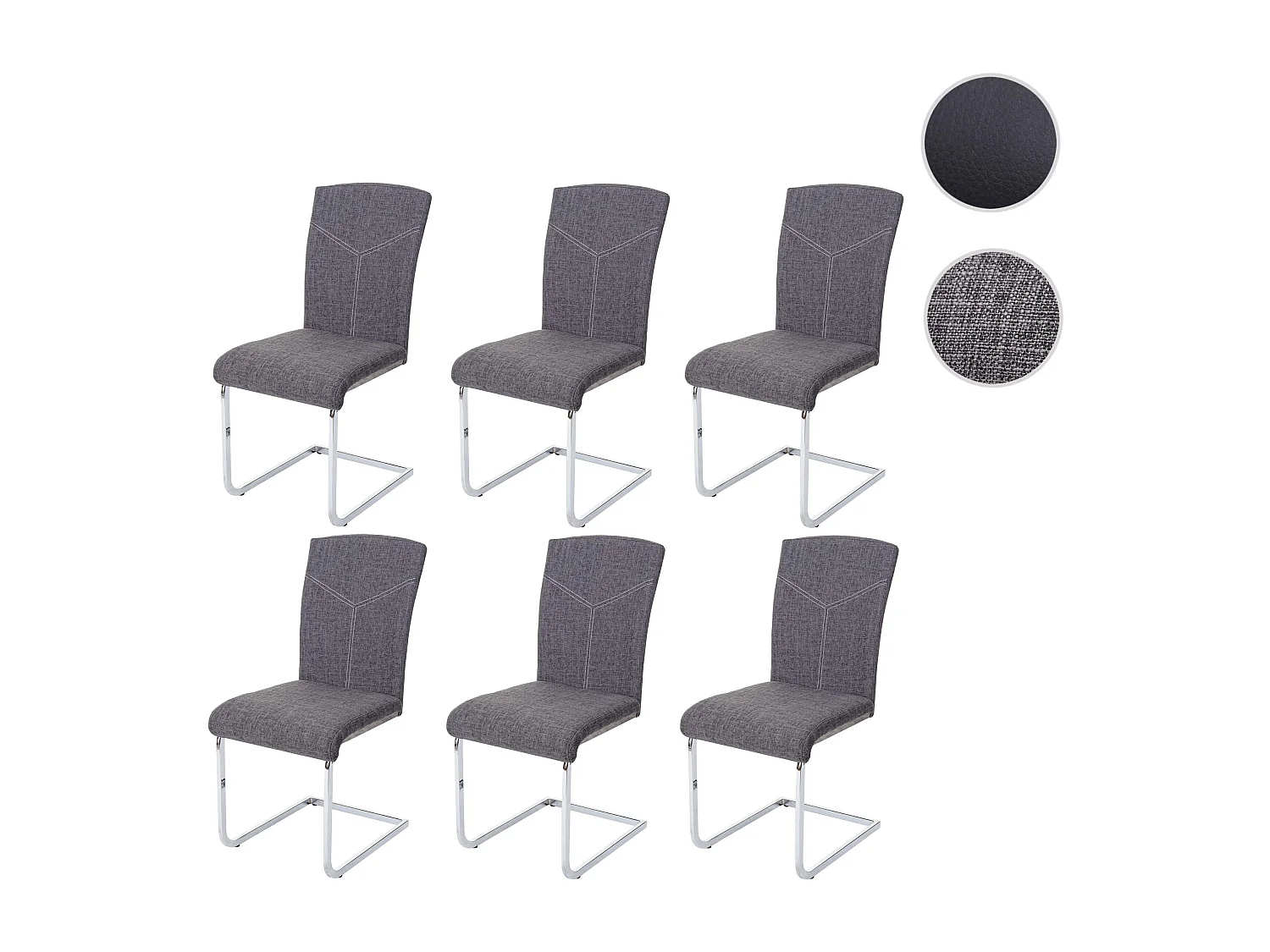 Chaise de salle à manger MCW-F36 (lot de 6),  tissu/textile, gris