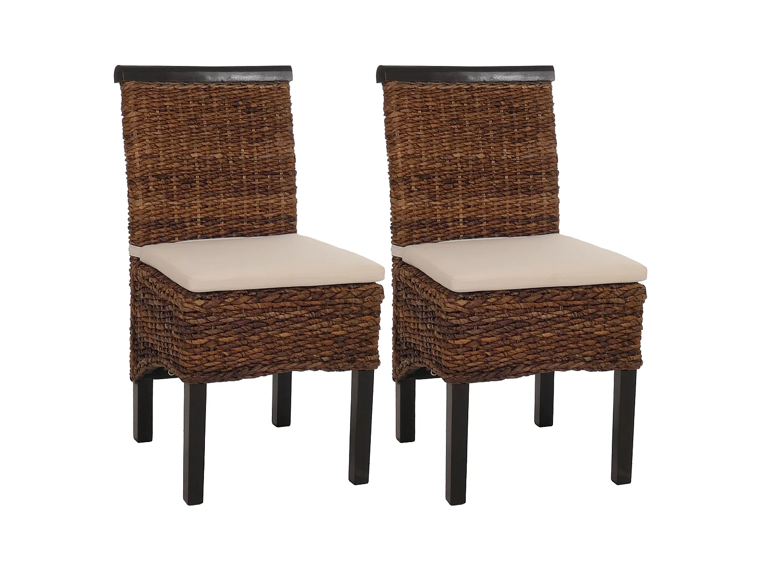 Chaise de salle à manger Acireale (lot de 2),  pieds foncés, avec coussin