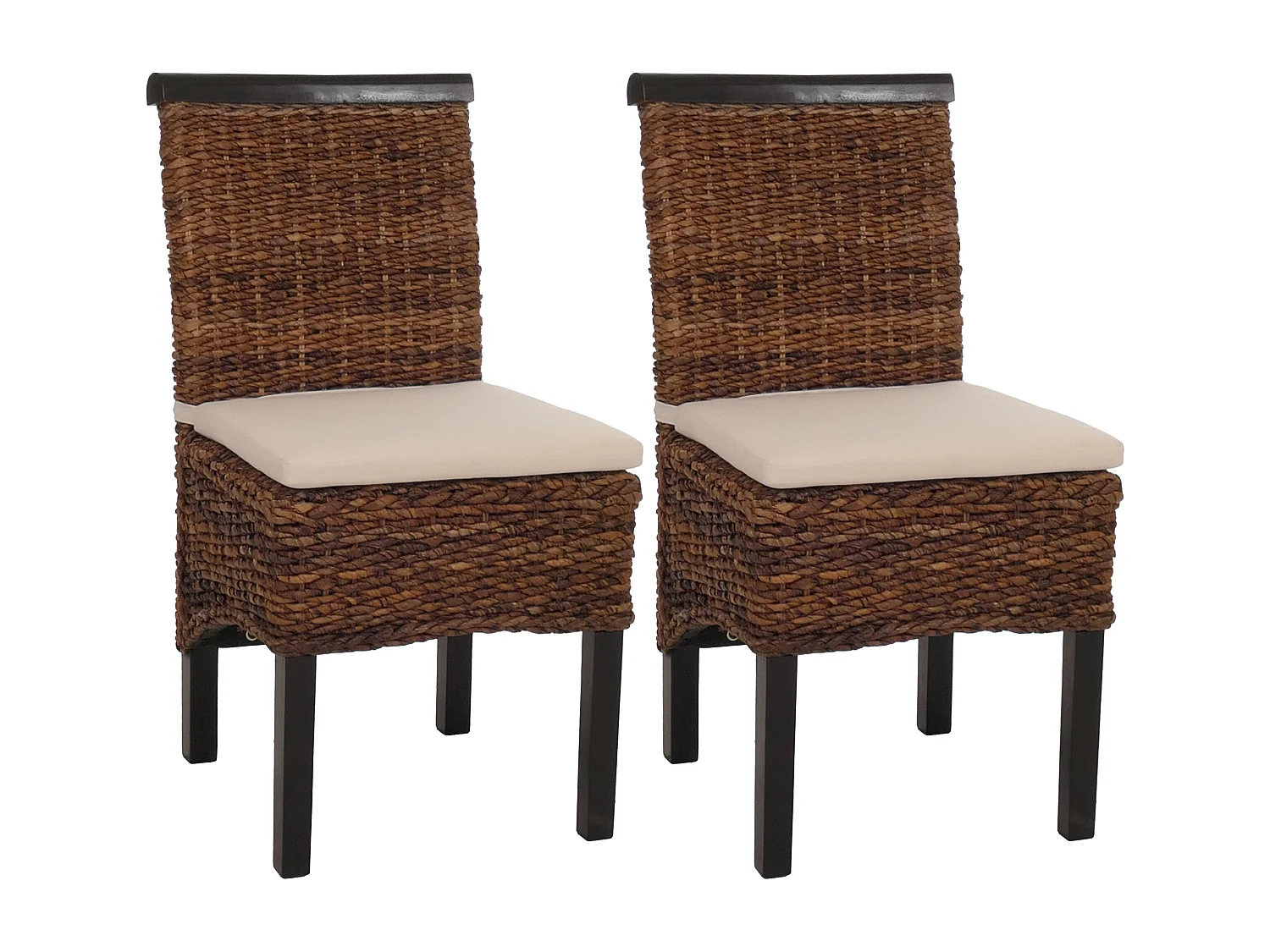 Chaise de salle à manger Acireale (lot de 2),  pieds foncés, avec coussin