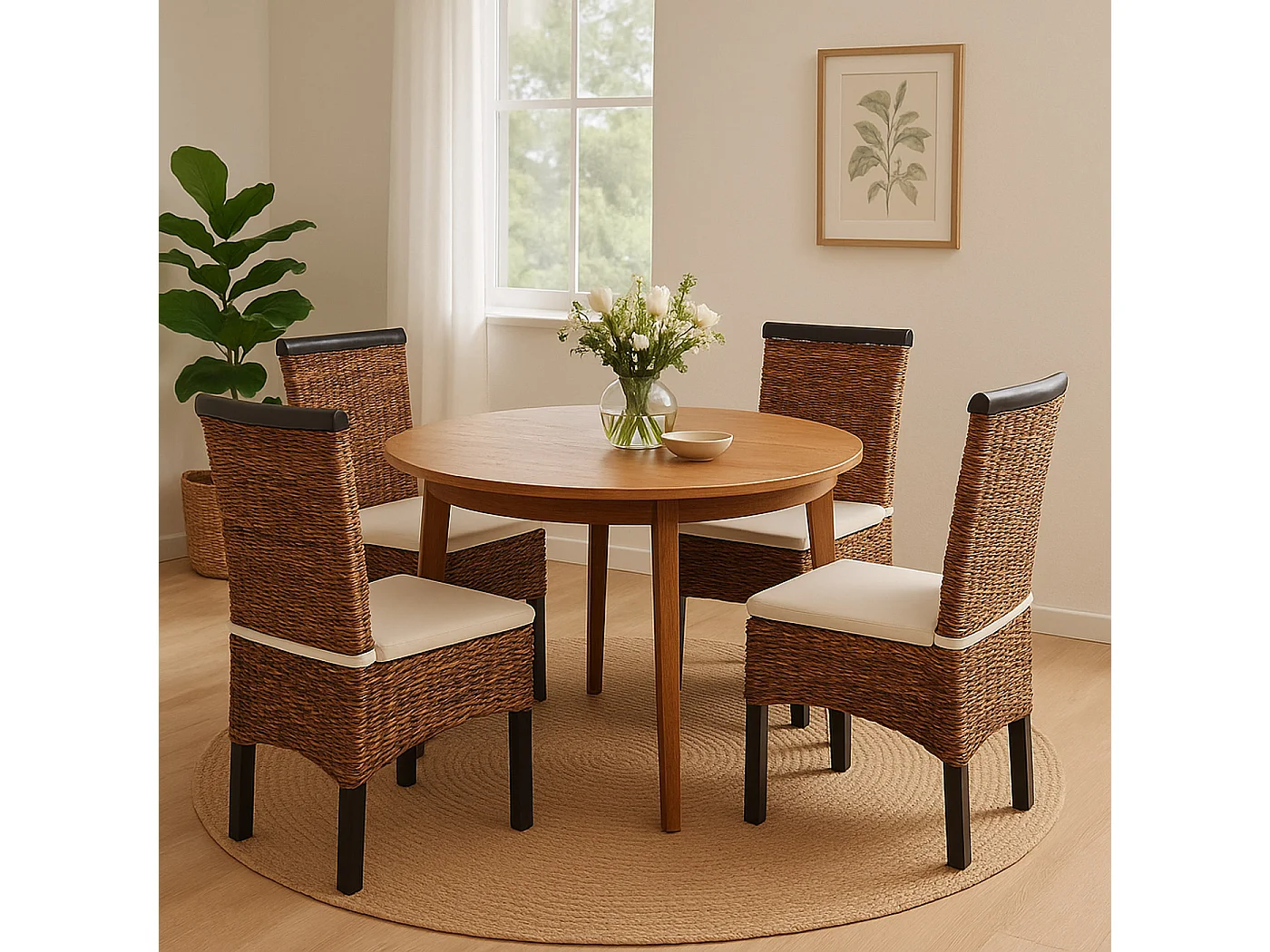 Chaise de salle à manger Acireale (lot de 2),  pieds foncés, avec coussin