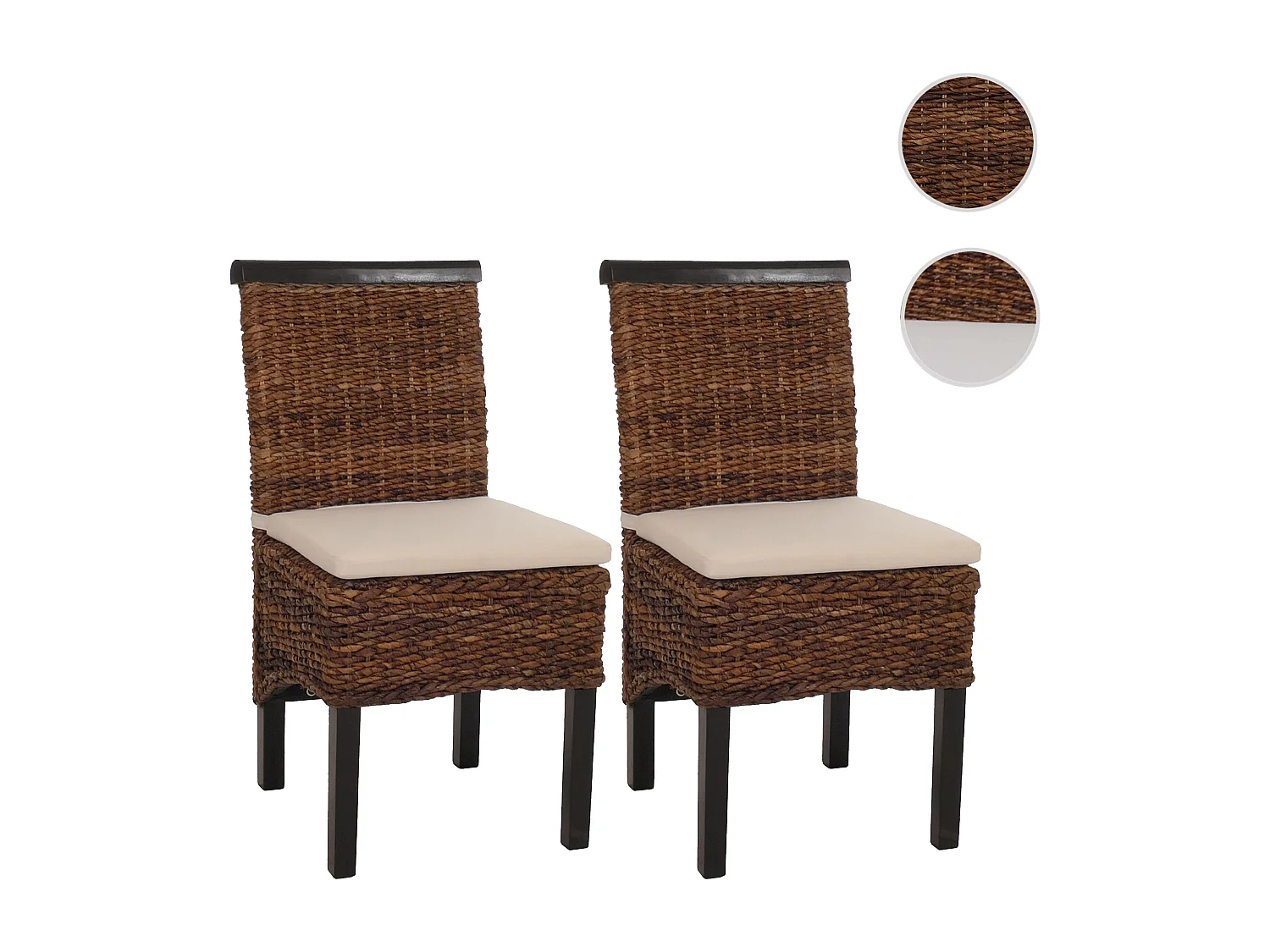 Chaise de salle à manger Acireale (lot de 2),  pieds foncés, avec coussin