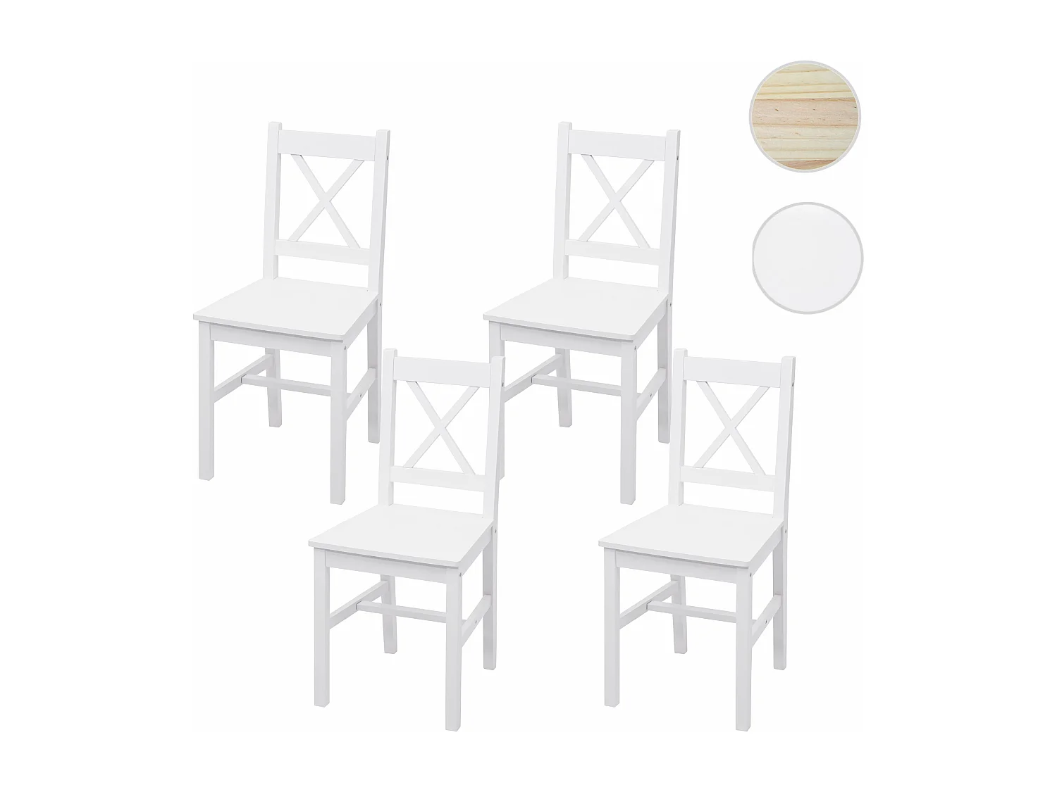 Eetkamerstoel MCW-F77 (set van 4),  wit