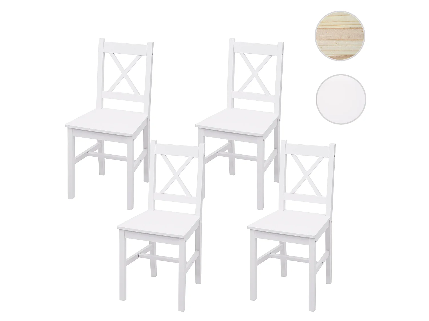 Chaise de salle à manger MCW-F77 (lot de 4),  blanc