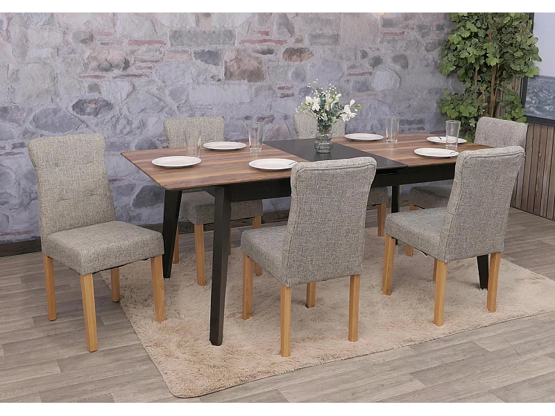 Krzesło do jadalni MCW-E58 (zestaw 6 sztuk),  tkanina/tekstylia szary, jasne nogi