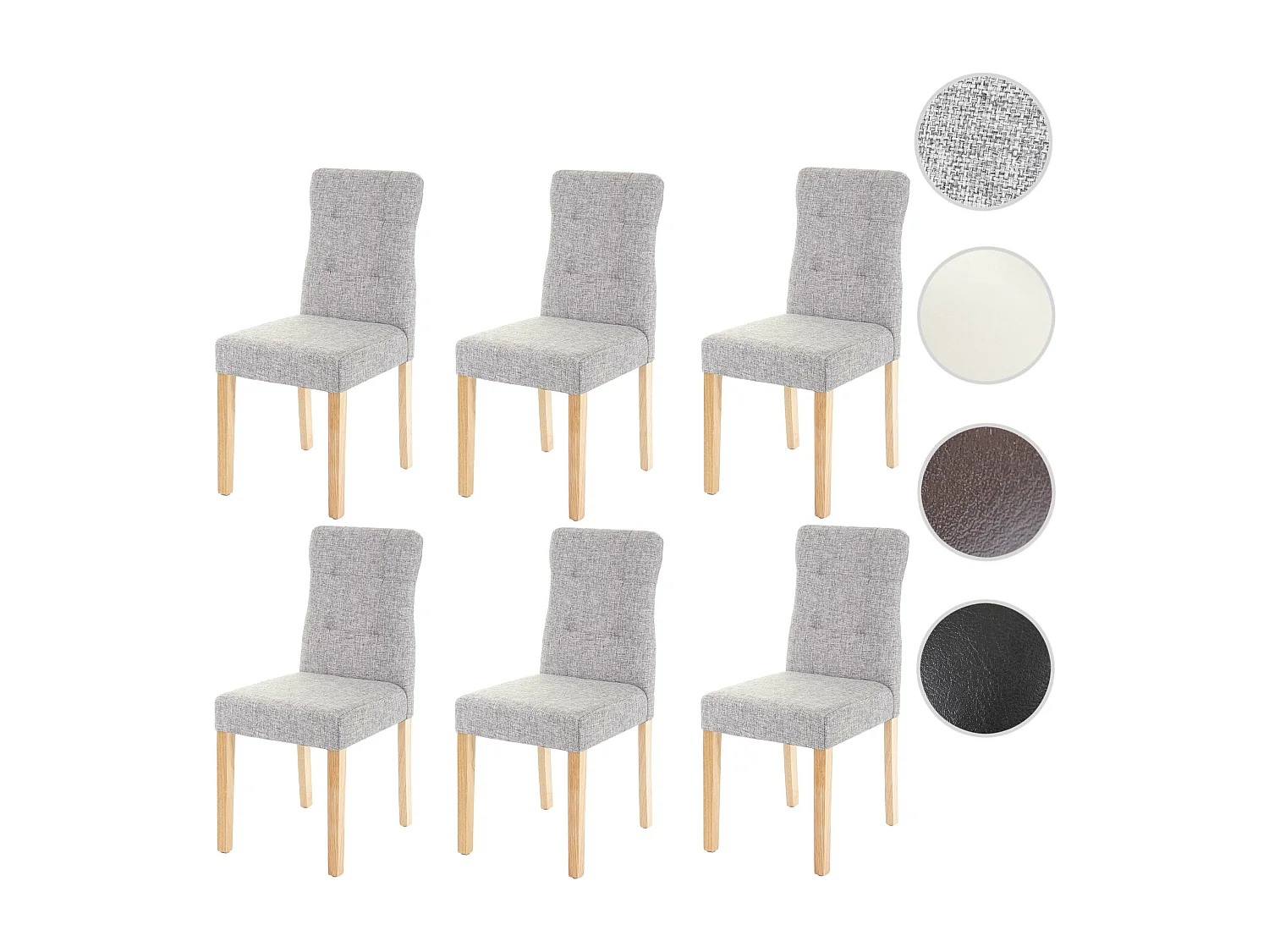 Chaise de salle à manger MCW-E58 (lot de 6),  tissu gris, pieds clairs