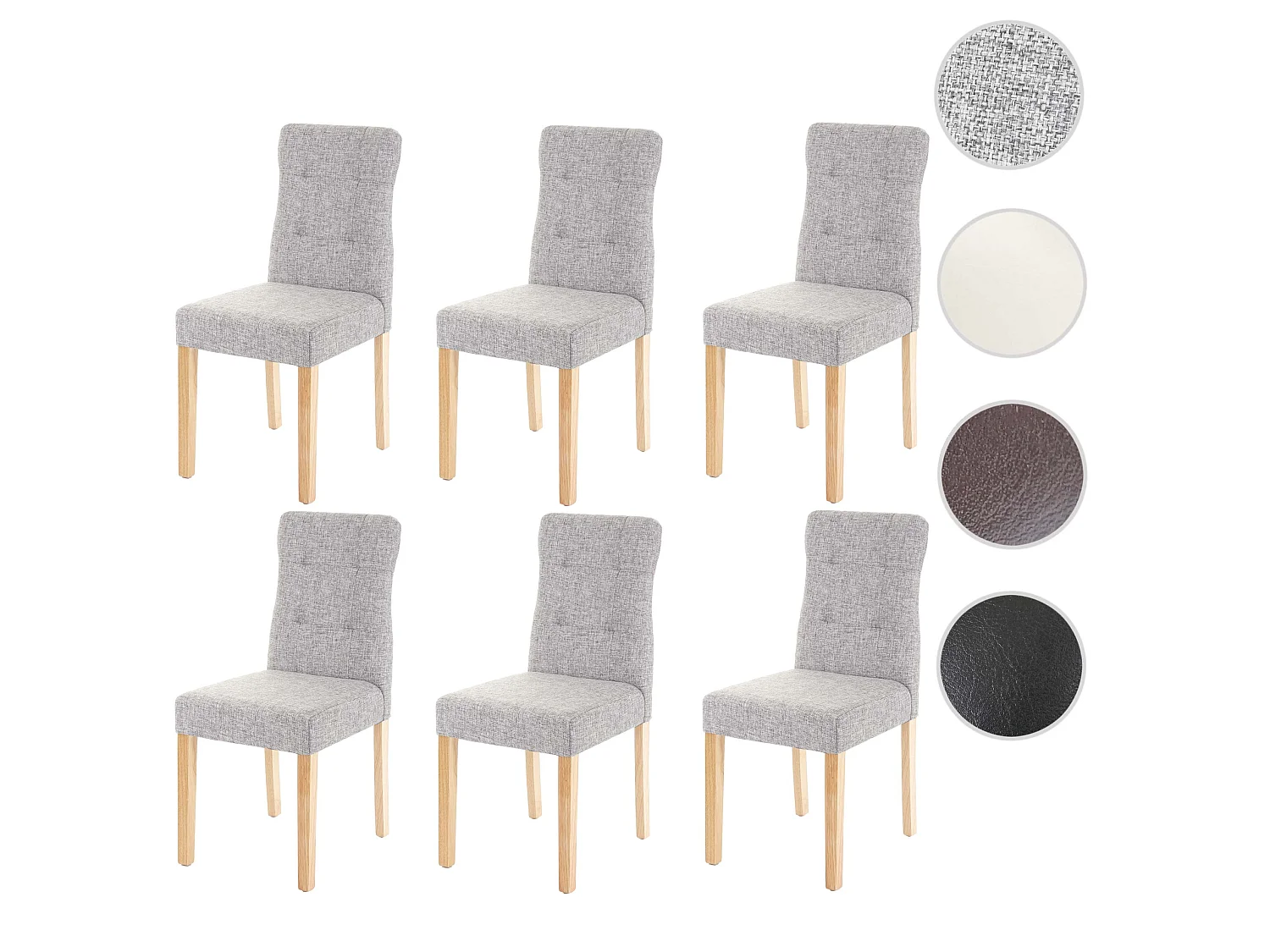 Chaise de salle à manger MCW-E58 (lot de 6),  tissu gris, pieds clairs