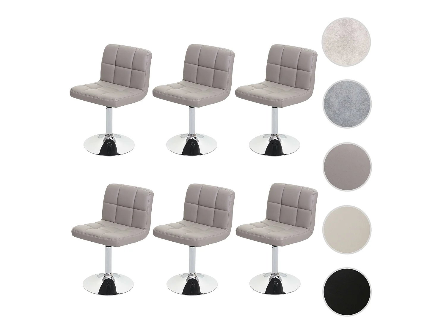 Silla de comedor Cadiz (set de 6),  gris topo
