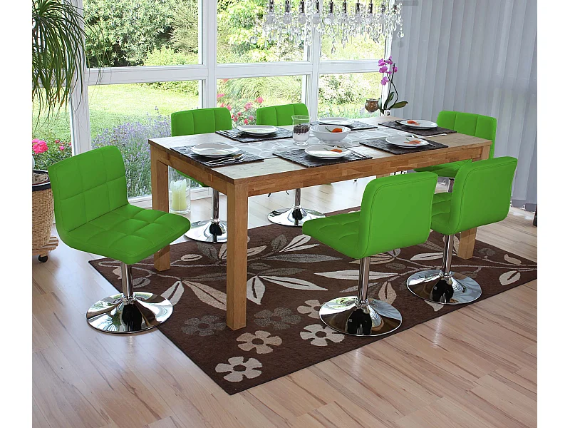 Set 6x sedie lounge girevole elegante imbottita Kavala ecopelle 44x43x76cm verde