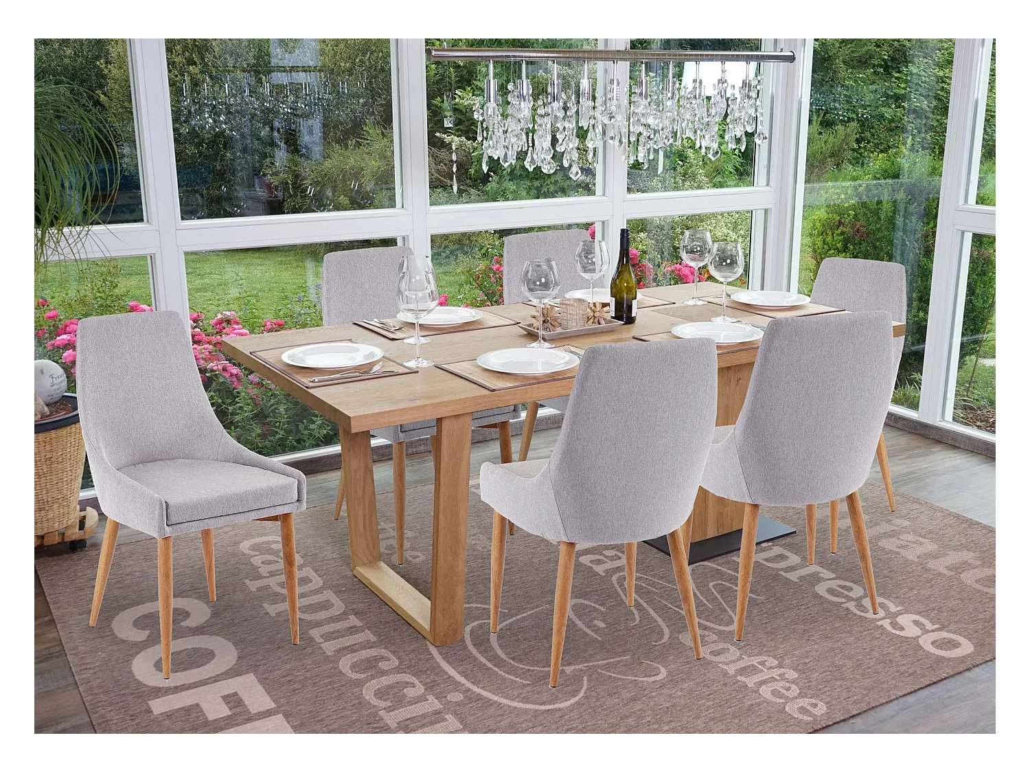 Chaise de salle à manger MCW-B44 II (lot de 6),  tissu gris