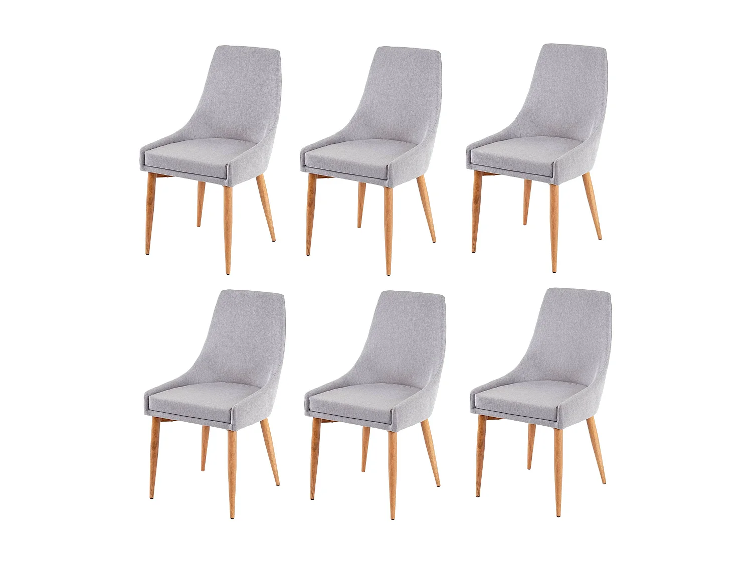 Set 6x sedie imbottite MCW-B44 II design retro anni 50 metallo tessuto grigio