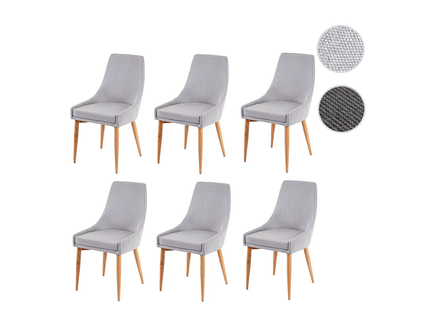 Esszimmerstuhl MCW-B44 II (6er-Set), Stoff/Textil grau
