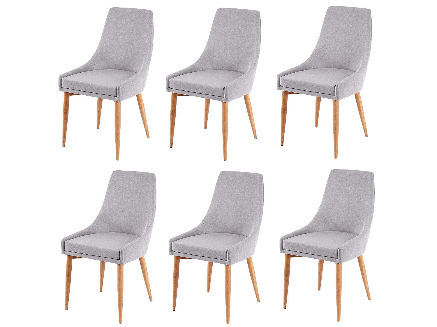 Chaise de salle à manger MCW-B44 II (lot de 6),  tissu gris