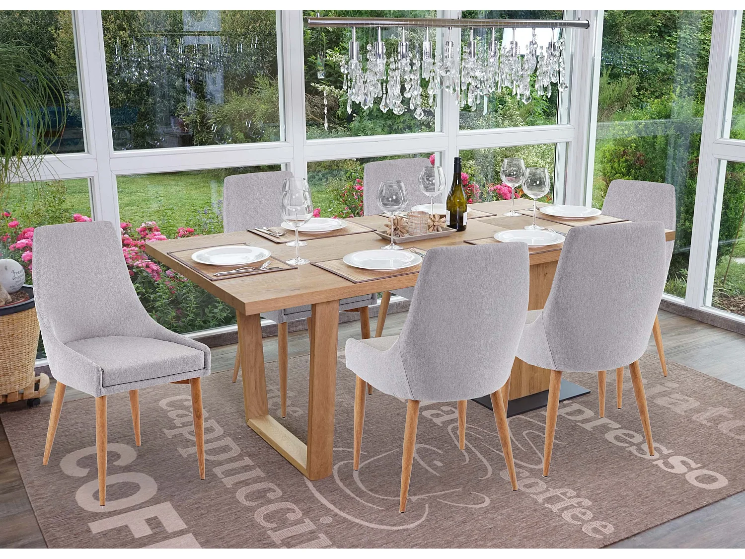 Chaise de salle à manger MCW-B44 II (lot de 6),  tissu gris