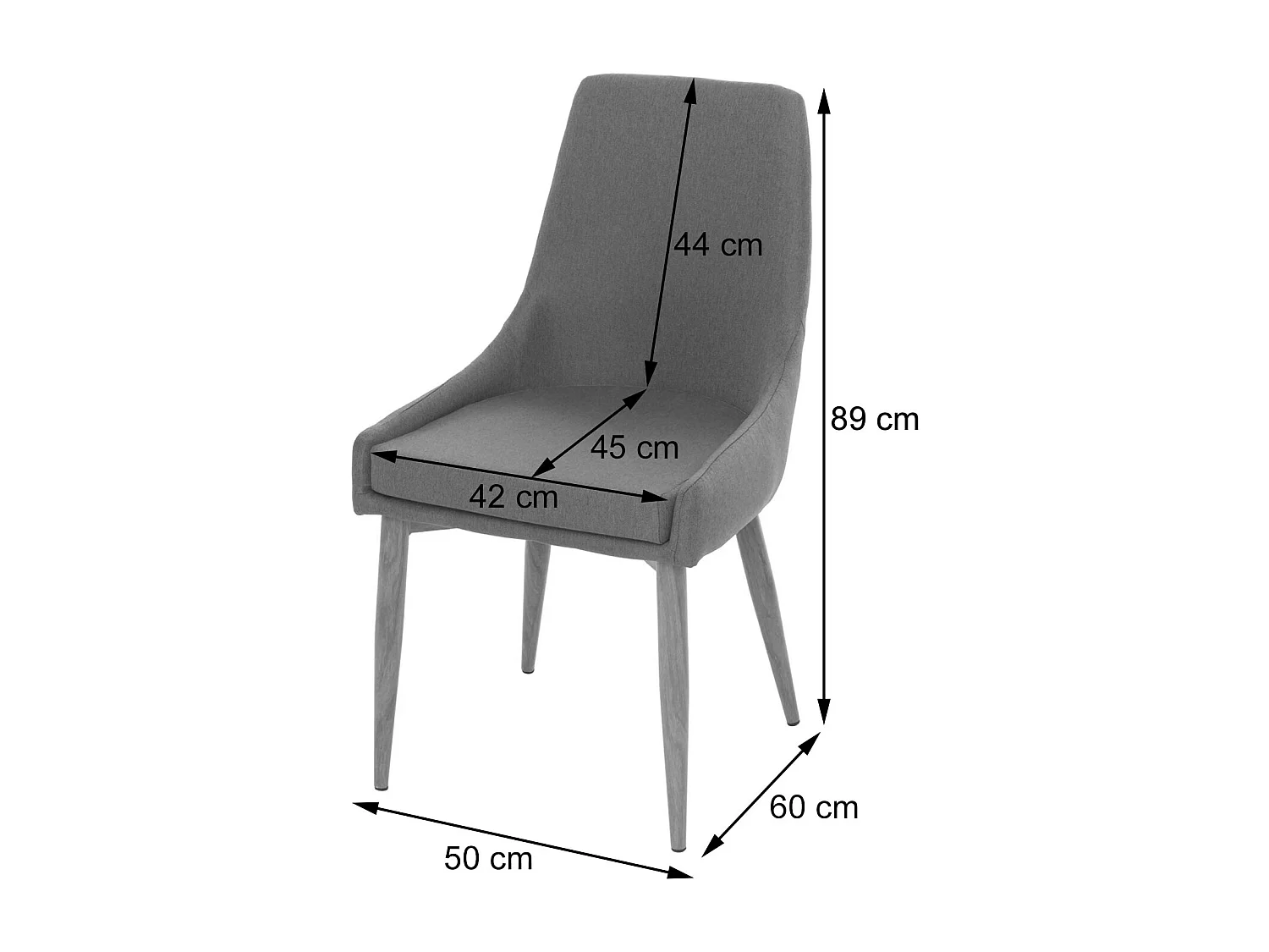 Chaise de salle à manger MCW-B44 II (lot de 6),  tissu gris