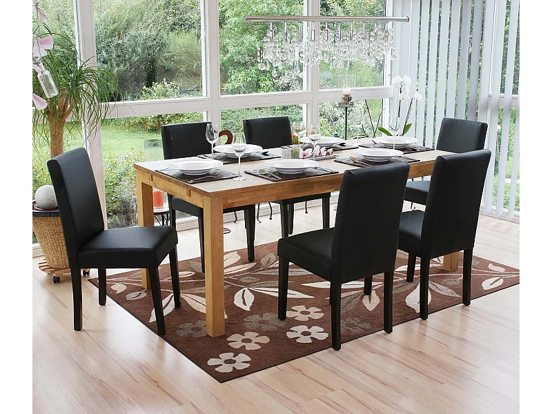 Chaise de salle à manger Littau similicuir (lot de 6),  simili-cuir, noir mat, pieds foncés