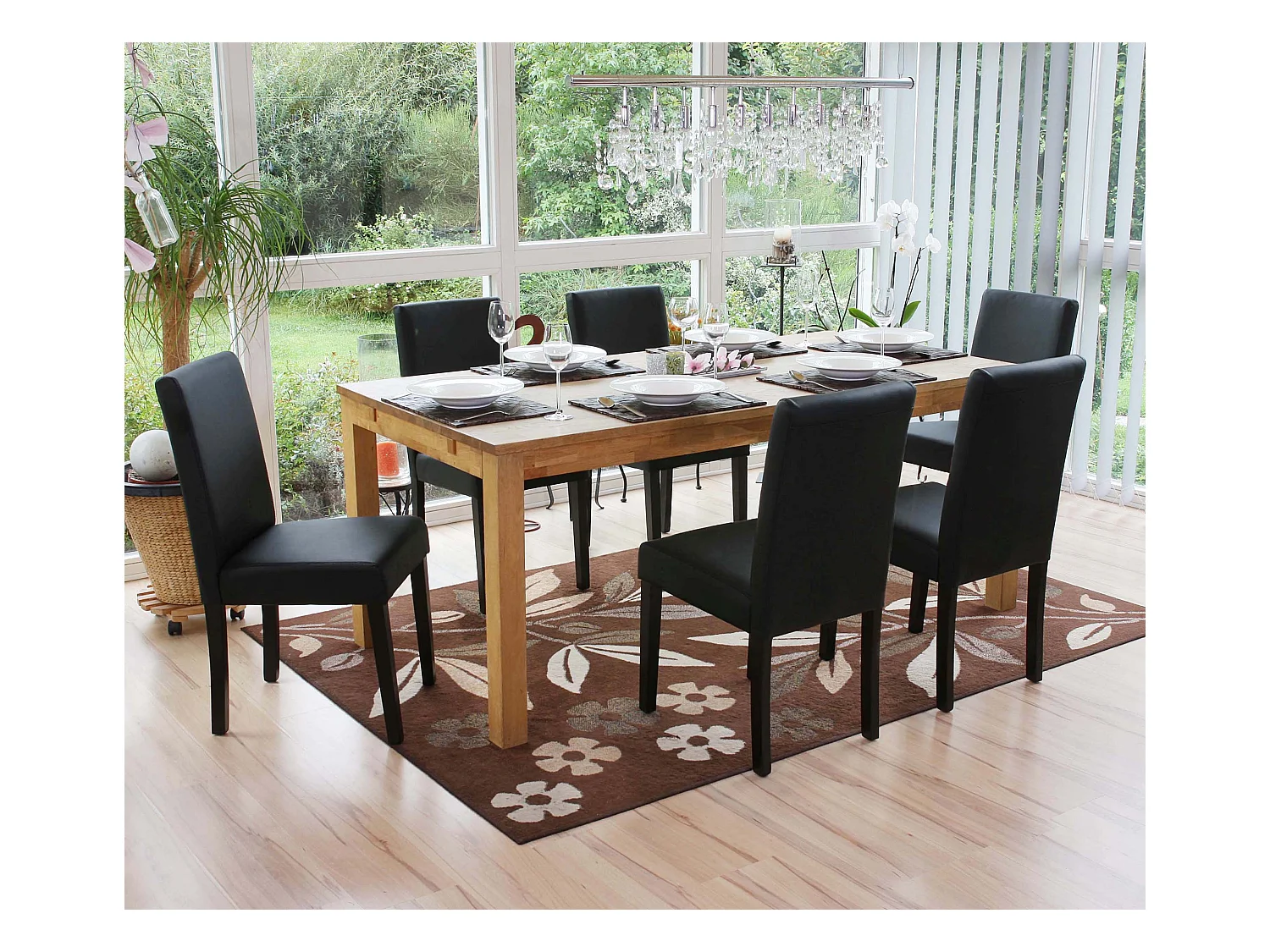 Chaise de salle à manger Littau similicuir (lot de 6),  simili-cuir, noir mat, pieds foncés