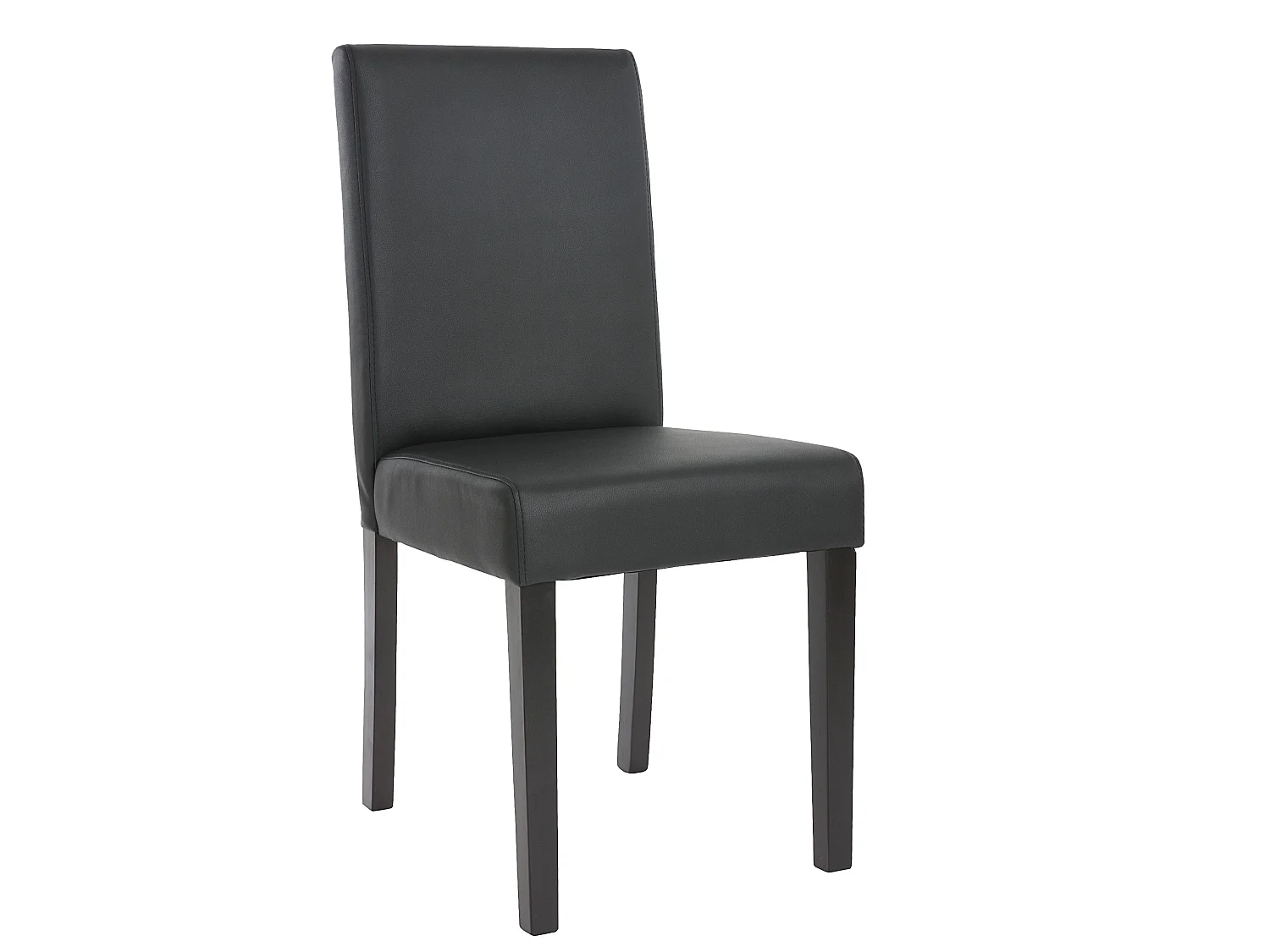 Esszimmerstuhl Littau (6er-Set), Kunstleder, schwarz matt, dunkle Beine