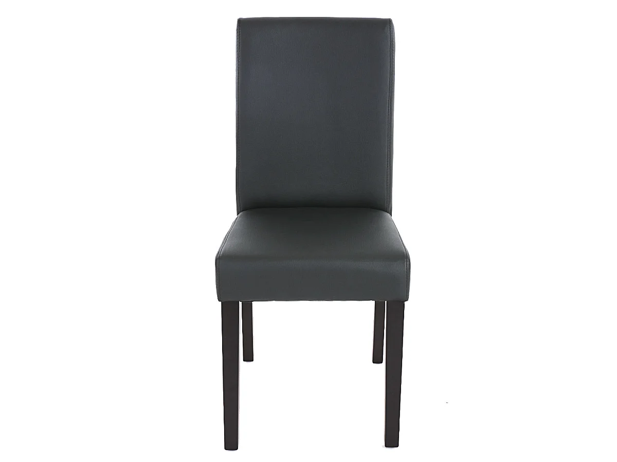 Esszimmerstuhl Littau (6er-Set), Kunstleder, schwarz matt, dunkle Beine