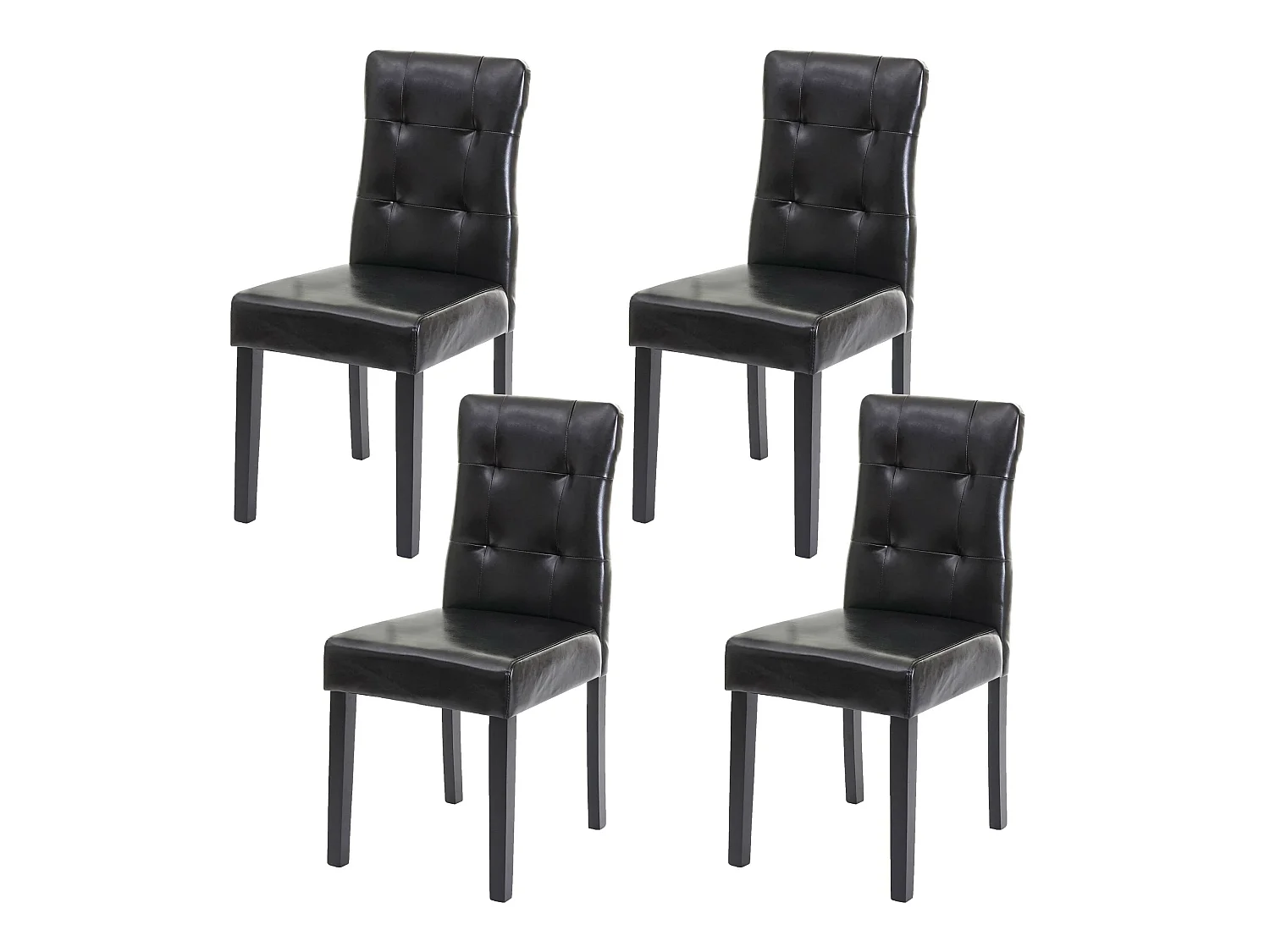 Chaise de salle à manger MCW-E58 (lot de 4),  similicuir noir, pieds foncés